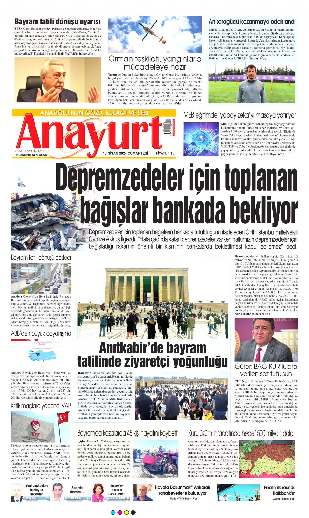 ANAYURT 13 Nisan 2024 Gazete Manşeti Büyük