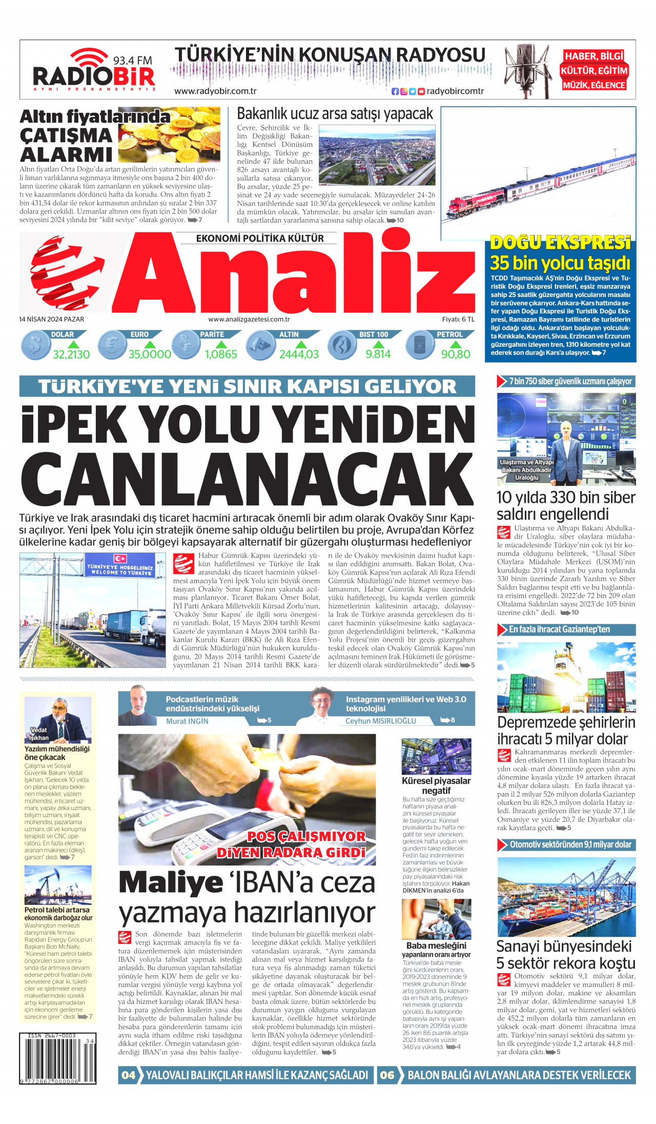 ANALİZ 14 Nisan 2024 Gazete Manşeti Büyük