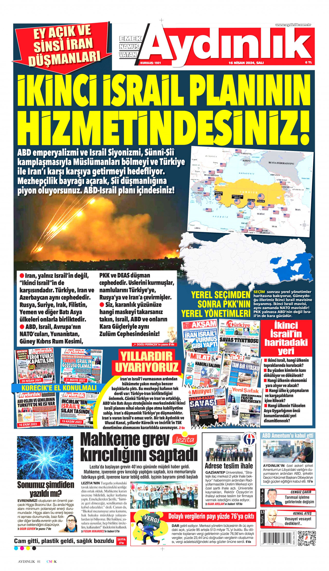 AYDINLIK GAZETESİ 16 Nisan 2024 Gazete Manşeti Büyük