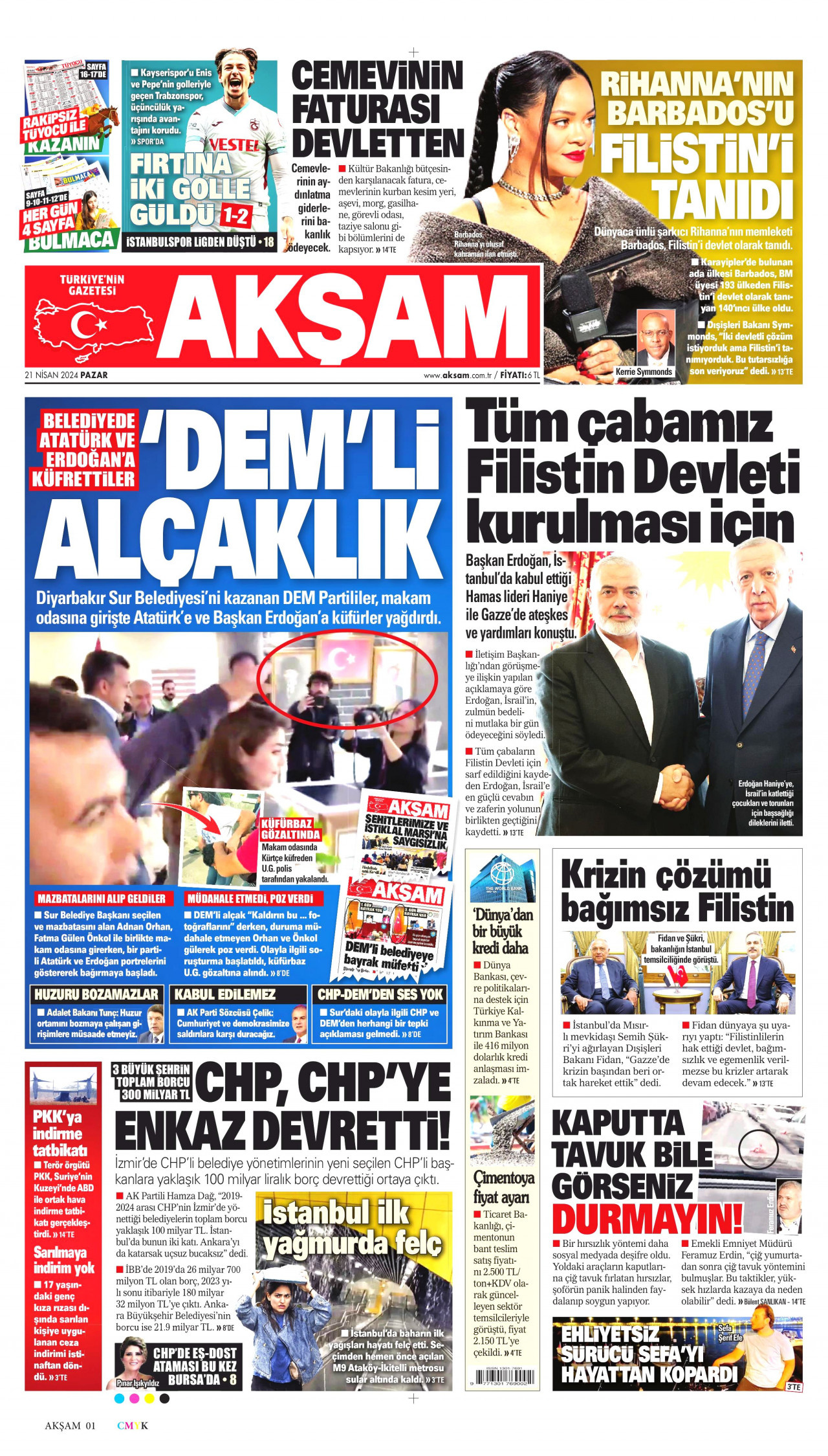 AKŞAM 21 Nisan 2024 Gazete Manşeti Büyük