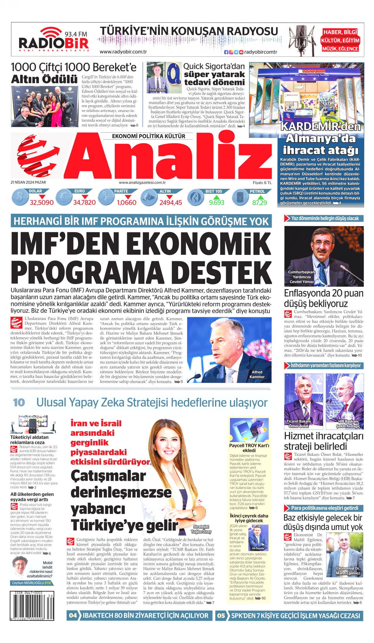 ANALİZ 21 Nisan 2024 Gazete Manşeti Büyük