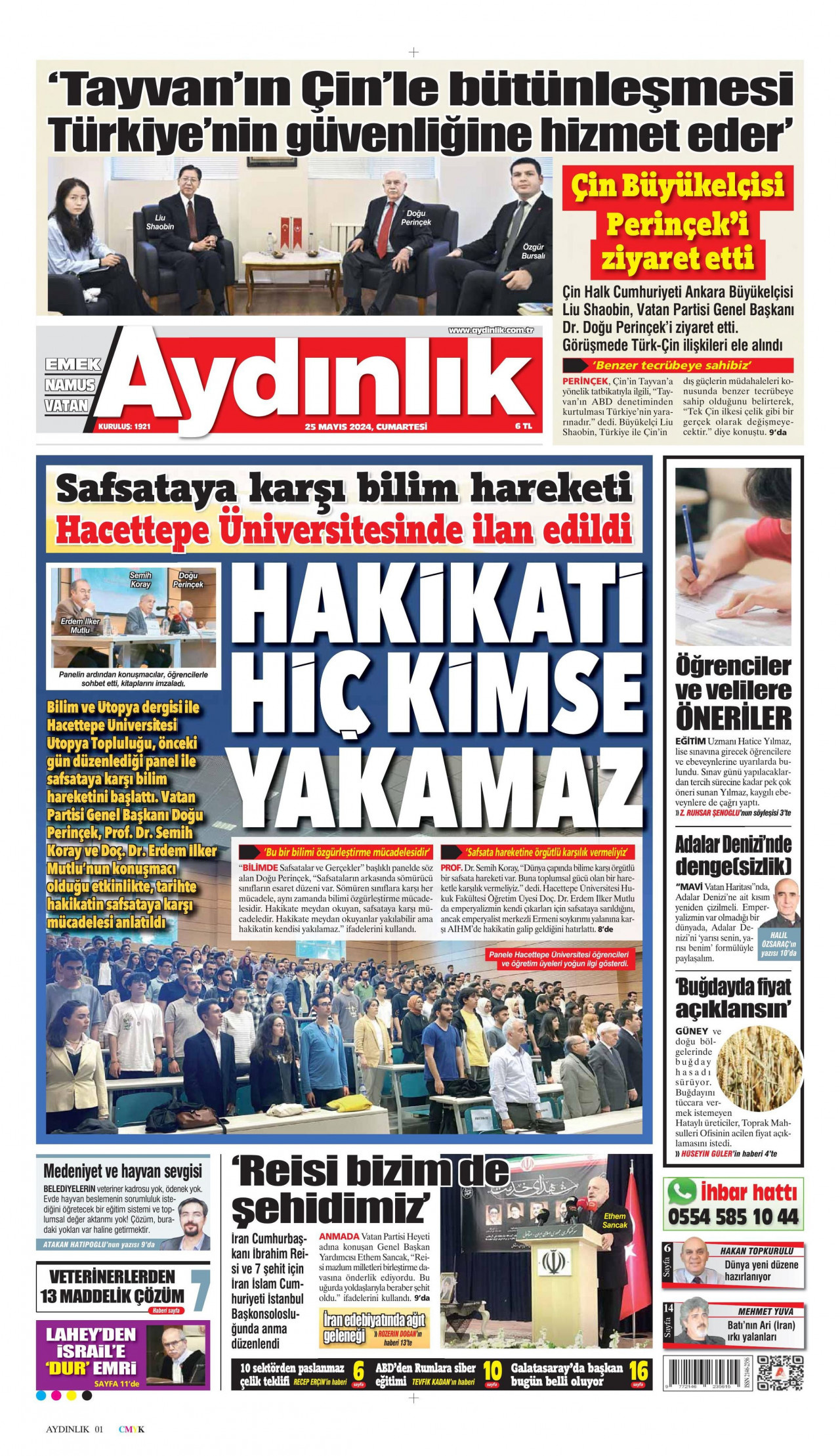 AYDINLIK GAZETESİ 25 Mayıs 2024 Gazete Manşeti Büyük