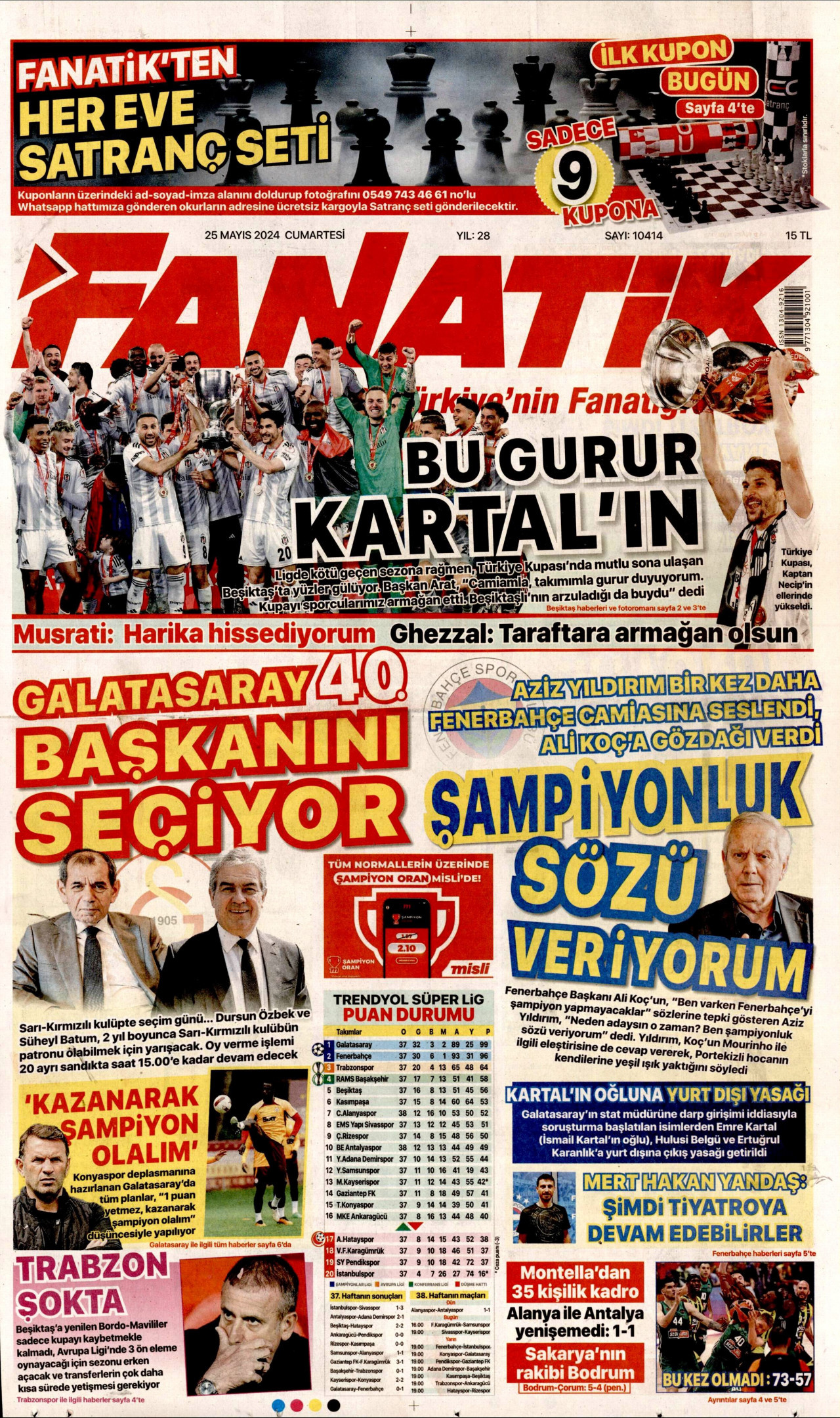 FANATİK 25 Mayıs 2024 Gazete Manşeti Büyük