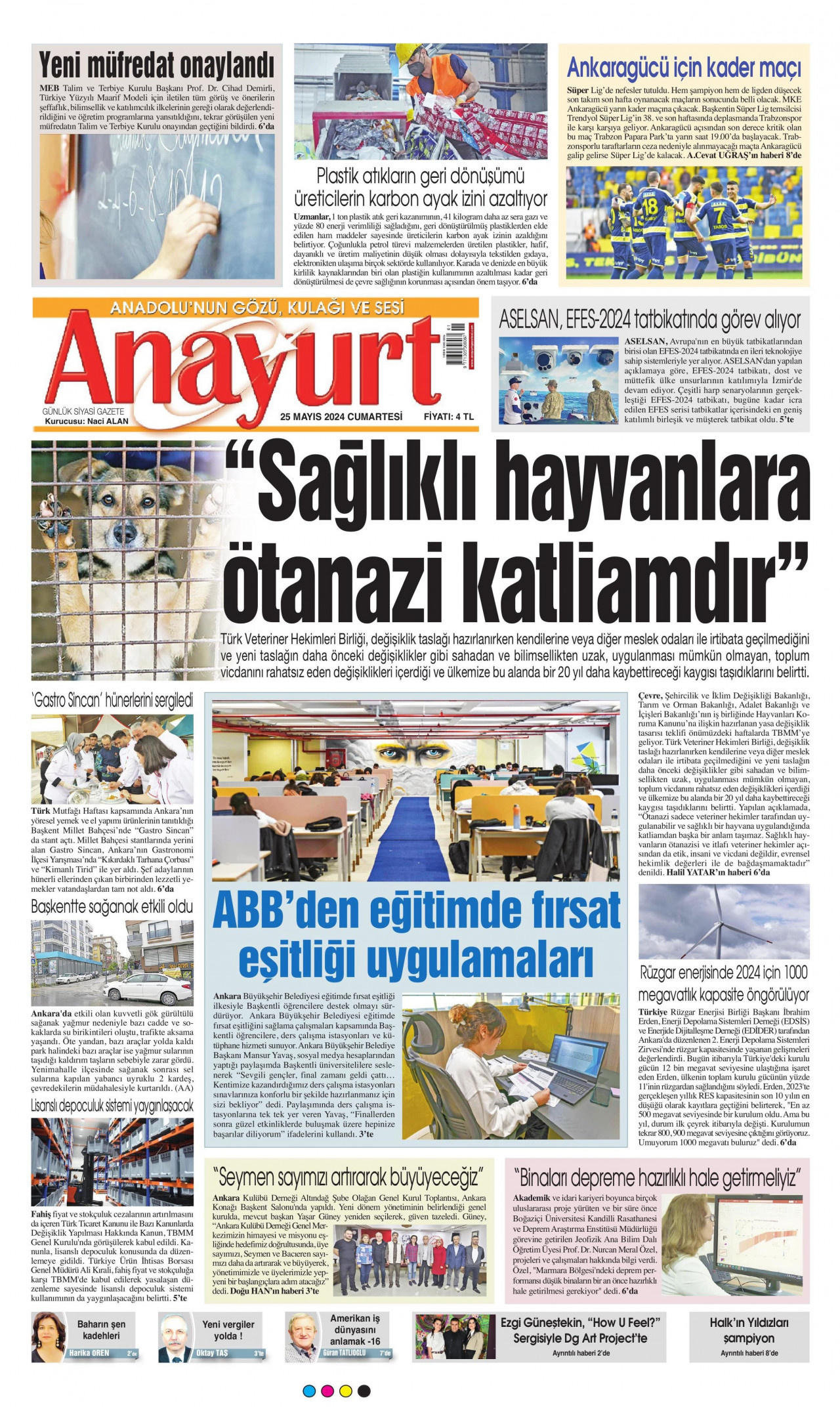 ANAYURT 25 Mayıs 2024 Gazete Manşeti Büyük