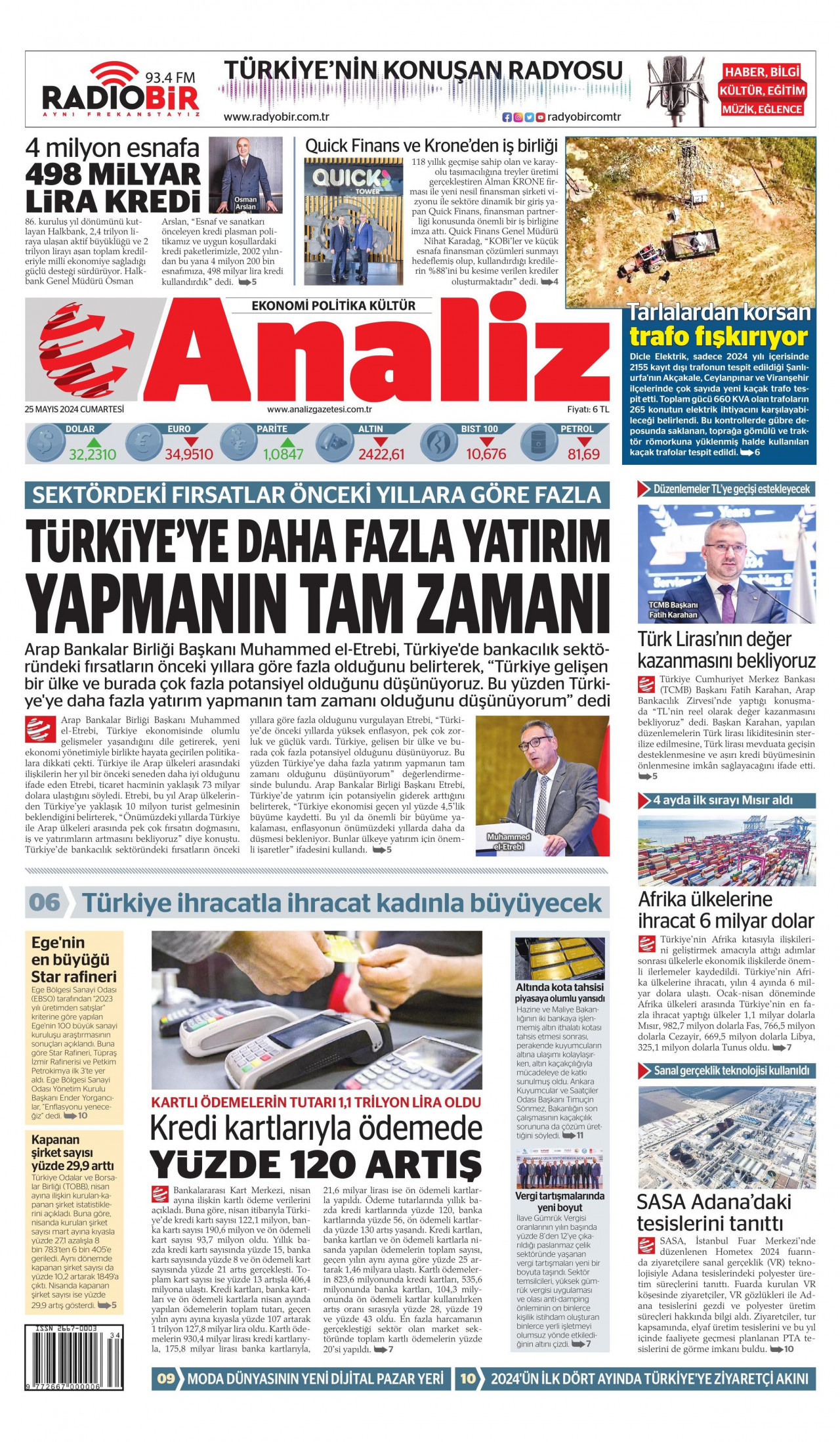 ANALİZ 25 Mayıs 2024 Gazete Manşeti Büyük