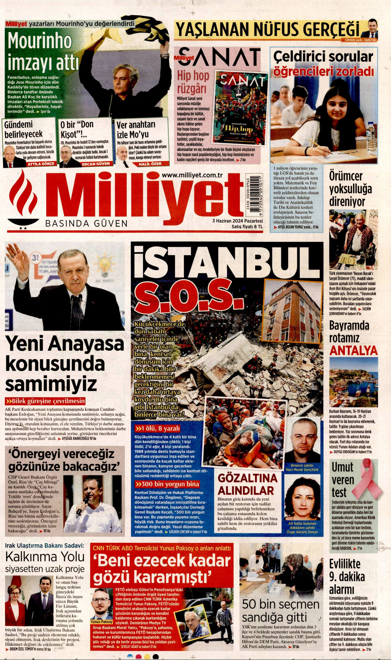 MİLLİYET 3 Haziran 2024 Gazete Manşeti Büyük