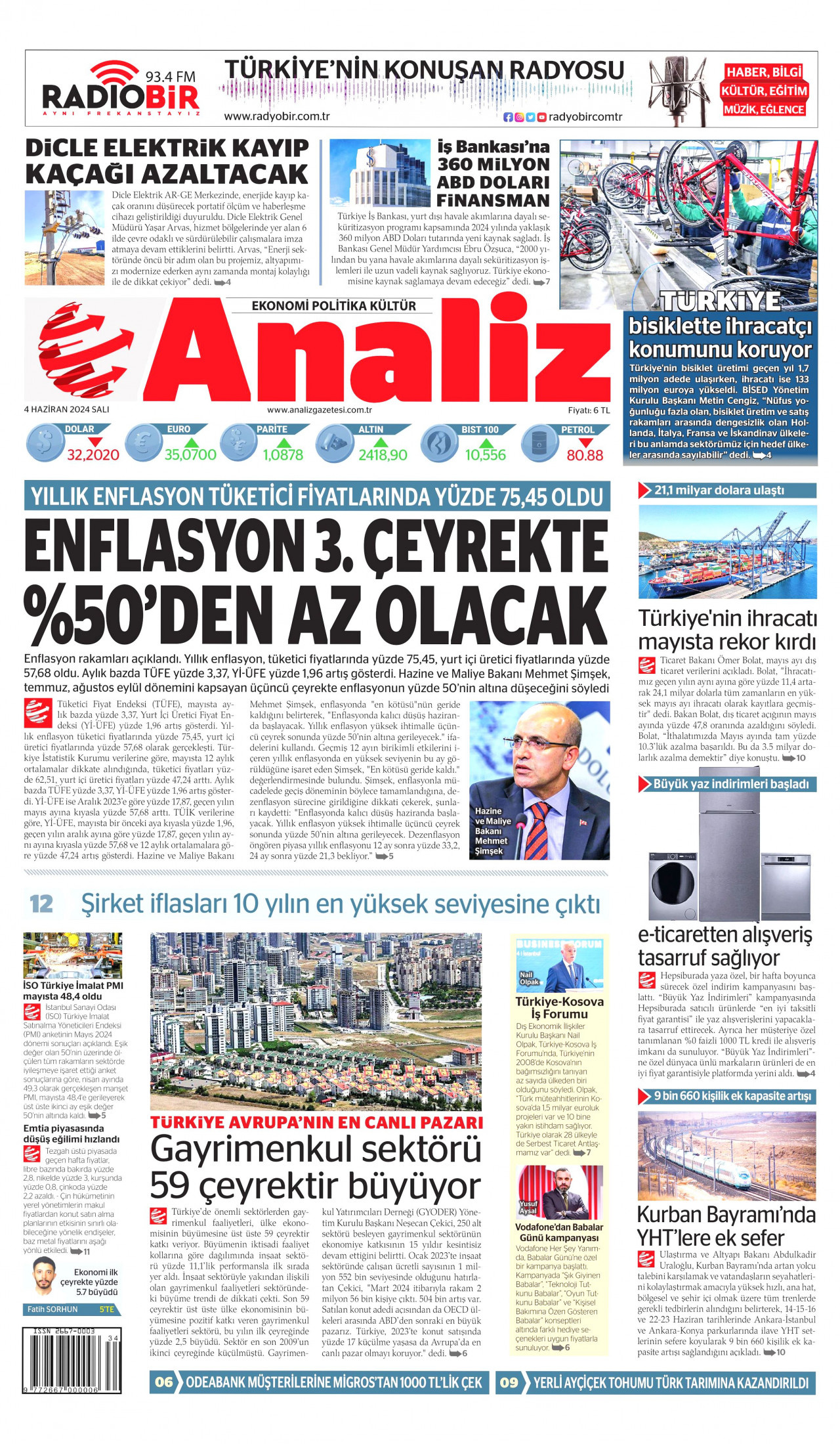 ANALİZ 4 Haziran 2024 Gazete Manşeti Büyük