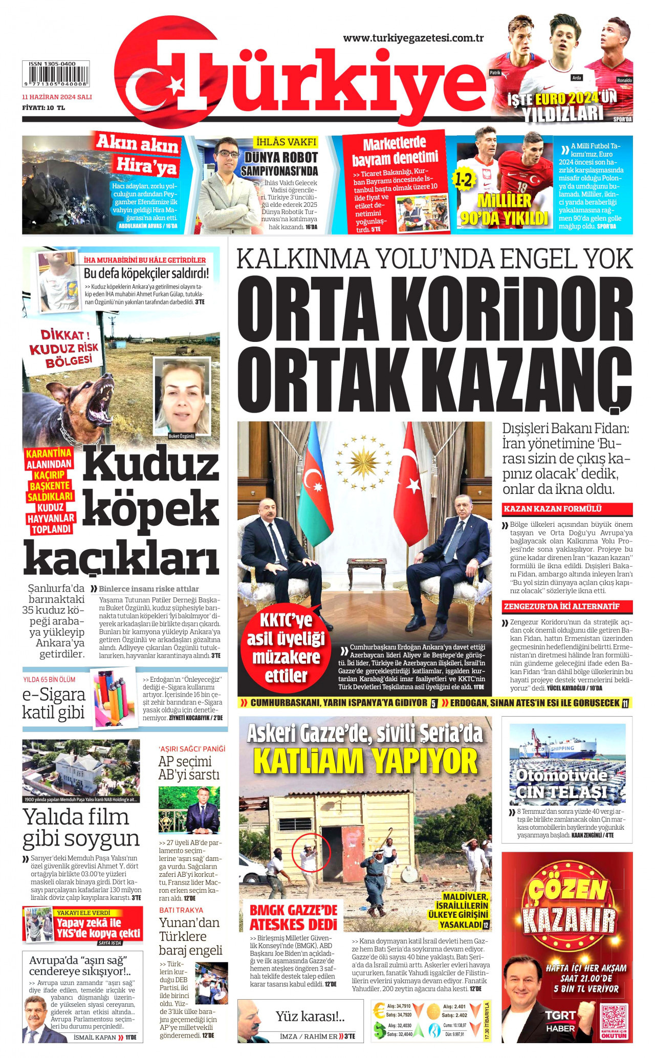 TÜRKİYE GAZETESİ 11 Haziran 2024 Gazete Manşeti Büyük