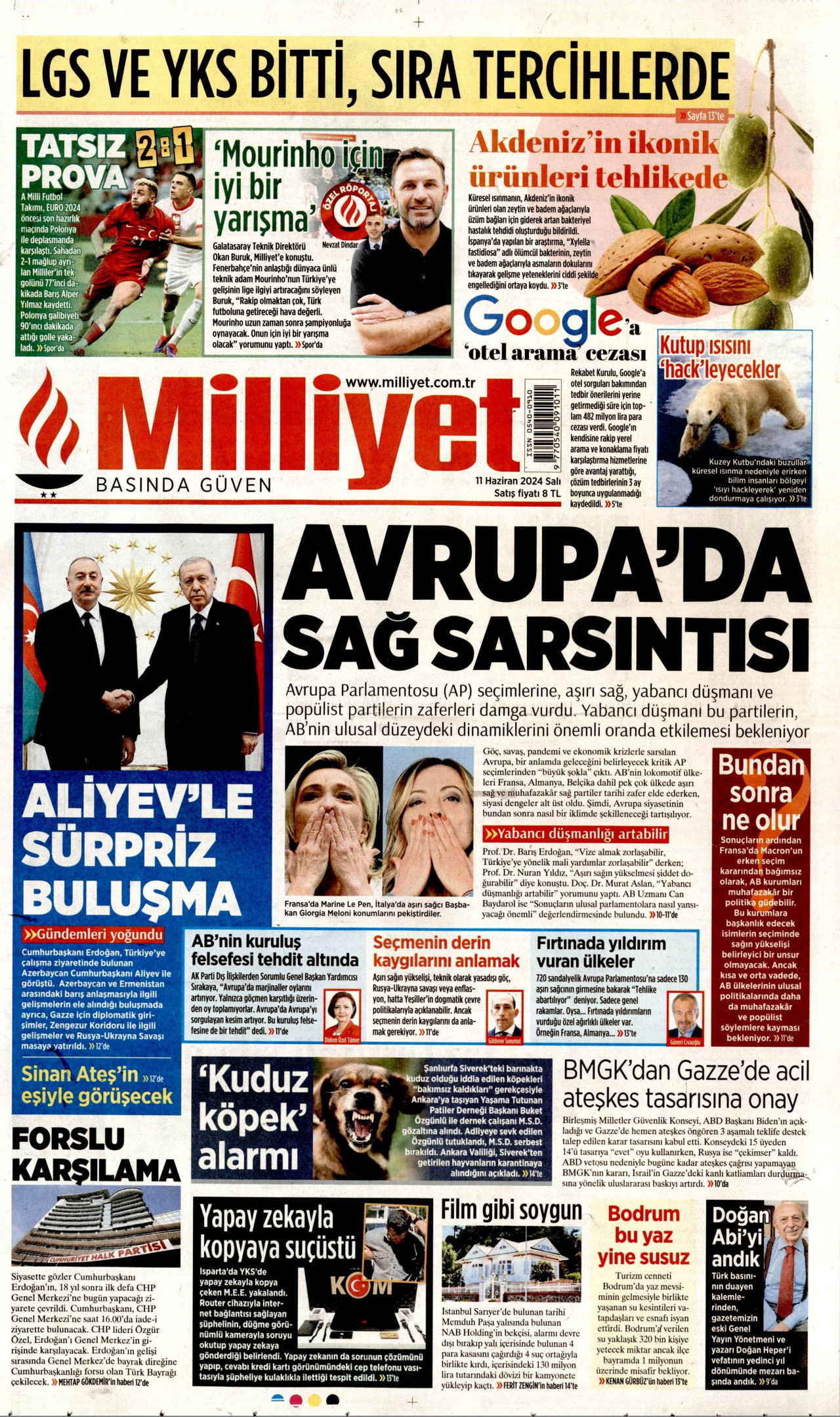 MİLLİYET 11 Haziran 2024 Gazete Manşeti Büyük