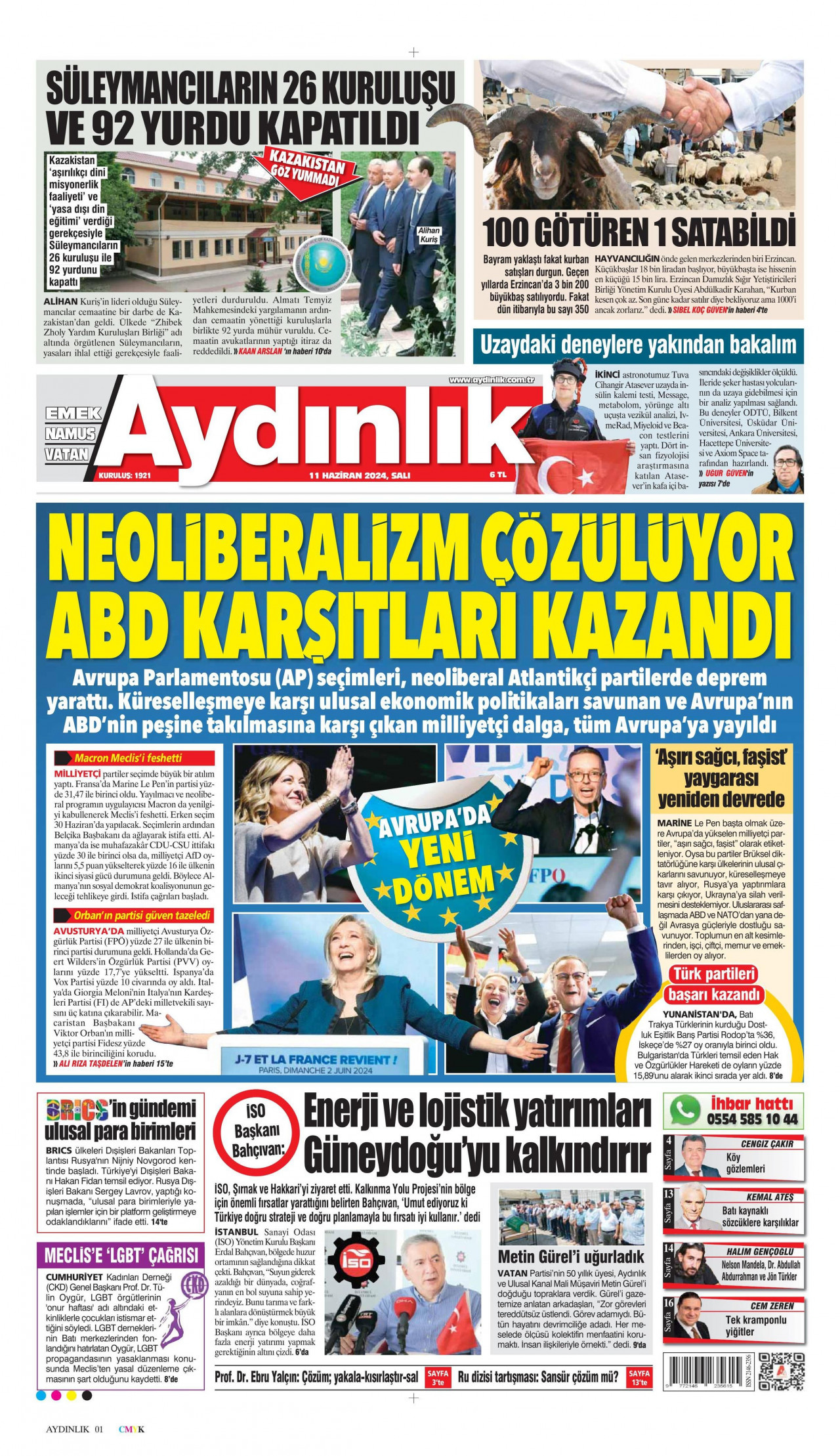 AYDINLIK GAZETESİ 11 Haziran 2024 Gazete Manşeti Büyük