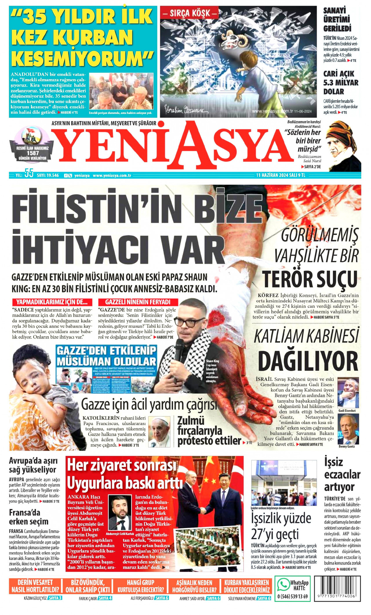 YENİ ASYA 11 Haziran 2024 Gazete Manşeti Büyük