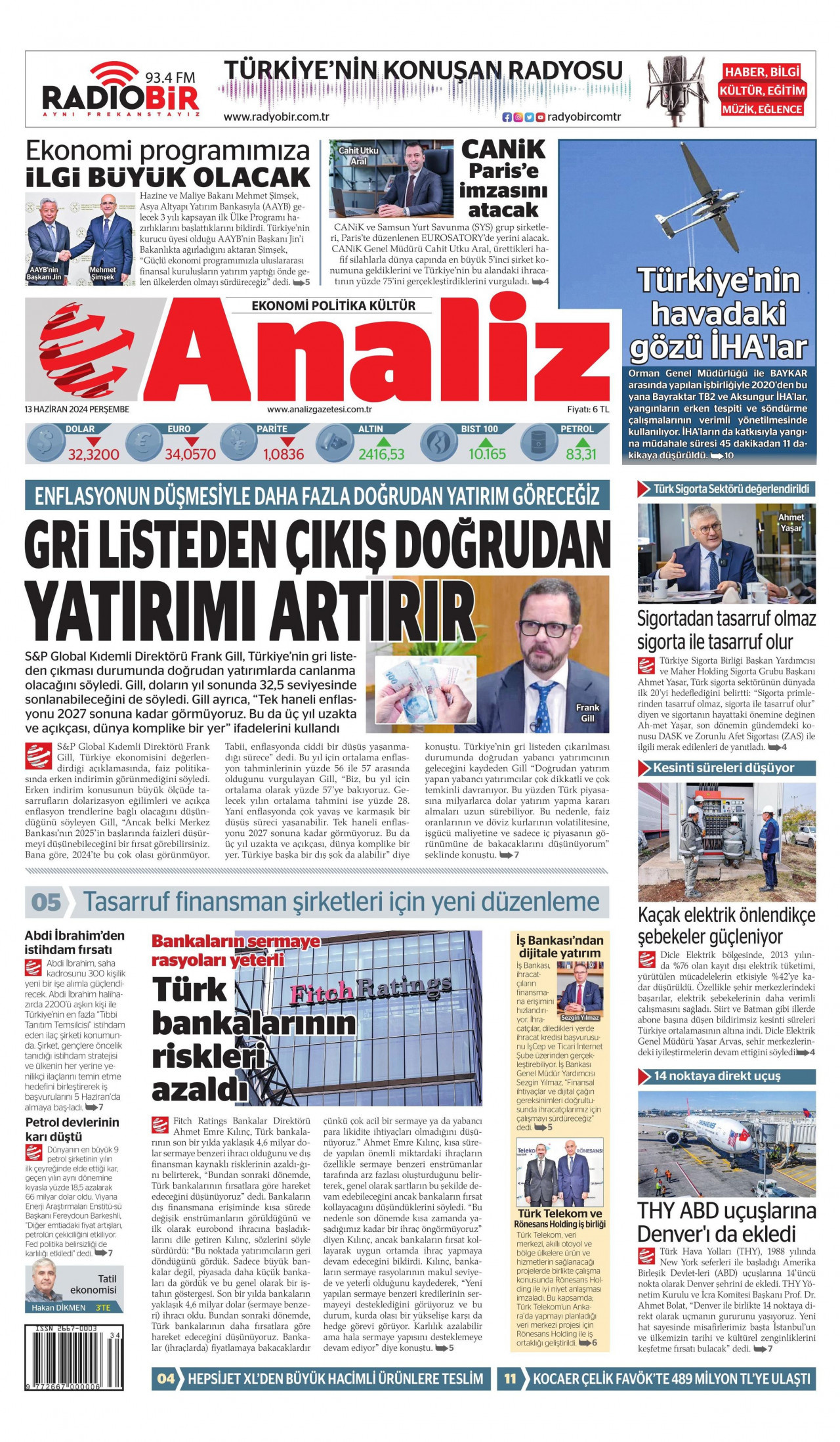 ANALİZ 13 Haziran 2024 Gazete Manşeti Büyük