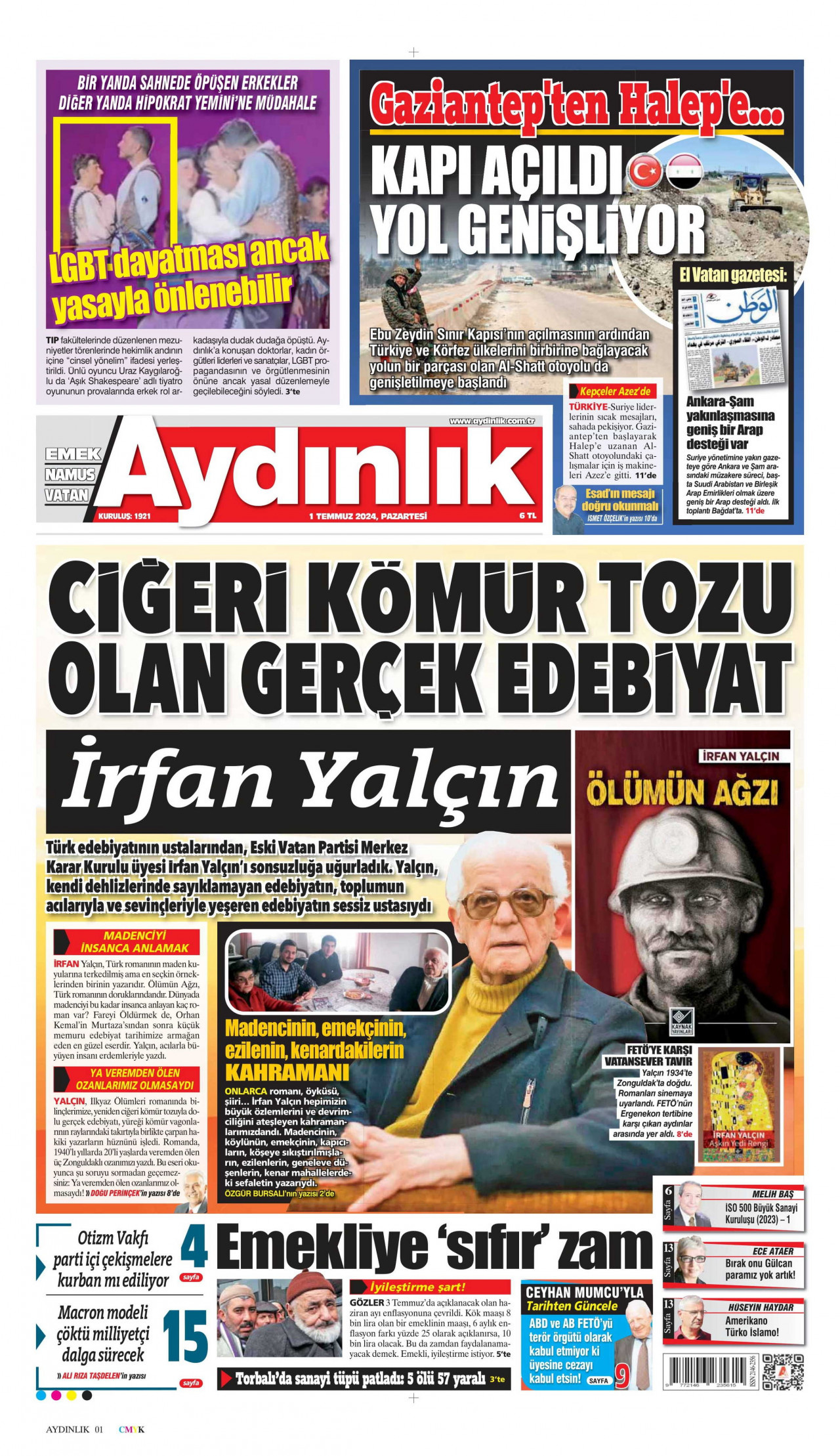 AYDINLIK GAZETESİ 1 Temmuz 2024 Gazete Manşeti Büyük