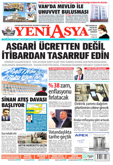 YENİ ASYA 1 Temmuz 2024 Gazete Manşeti Küçük