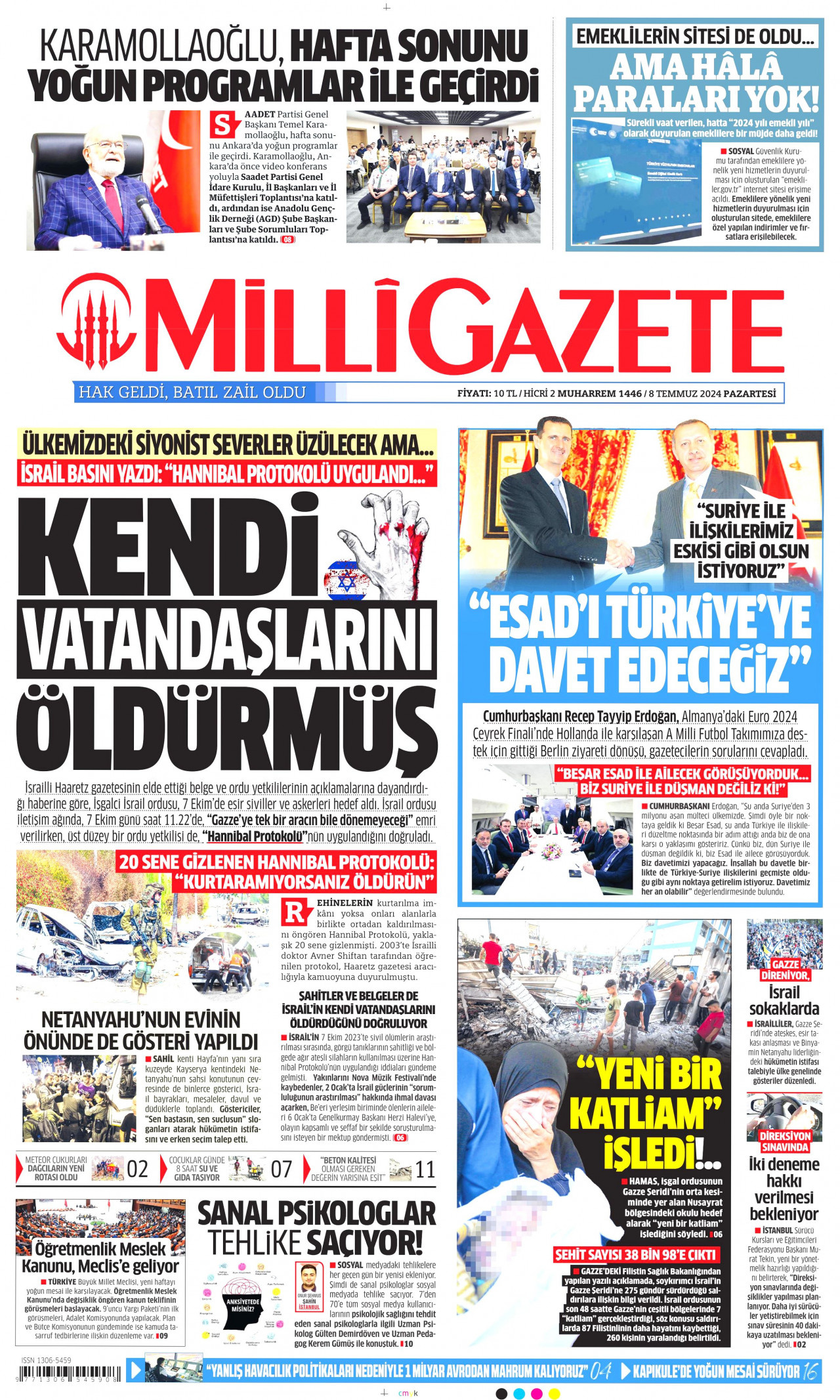 MİLLİ GAZETE 8 Temmuz 2024 Gazete Manşeti Büyük