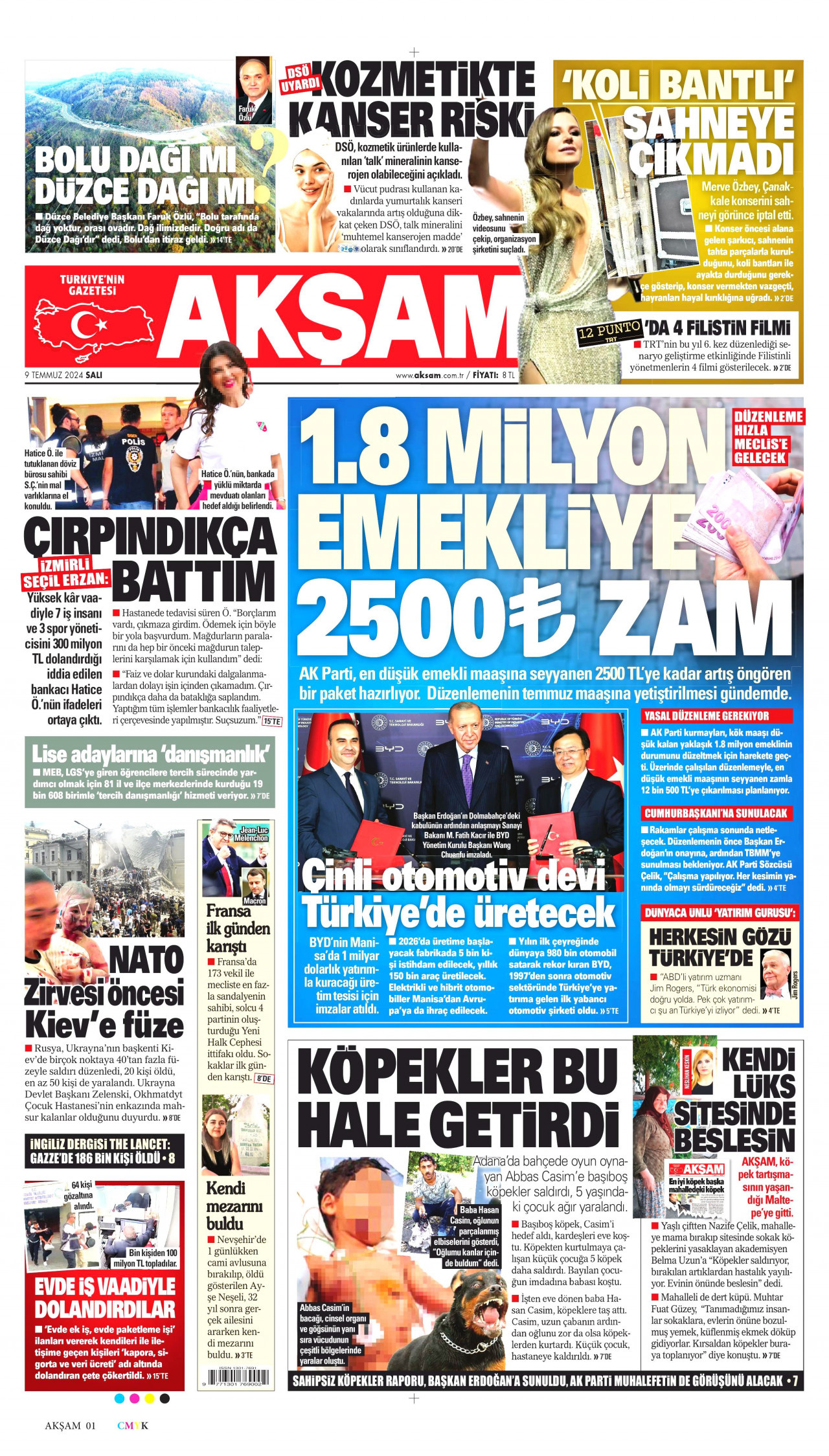 AKŞAM 9 Temmuz 2024 Gazete Manşeti Büyük