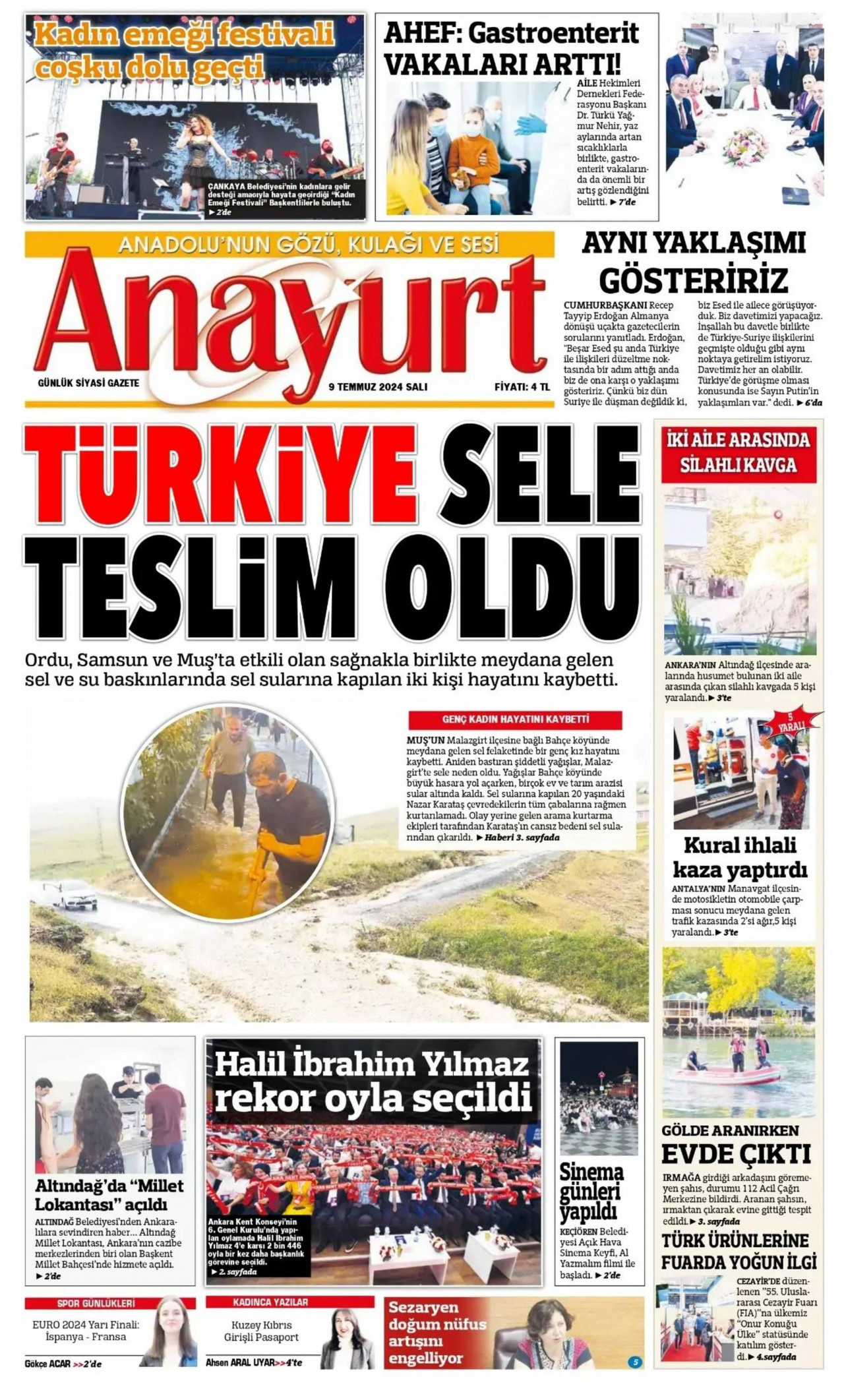 ANAYURT 9 Temmuz 2024 Gazete Manşeti Büyük