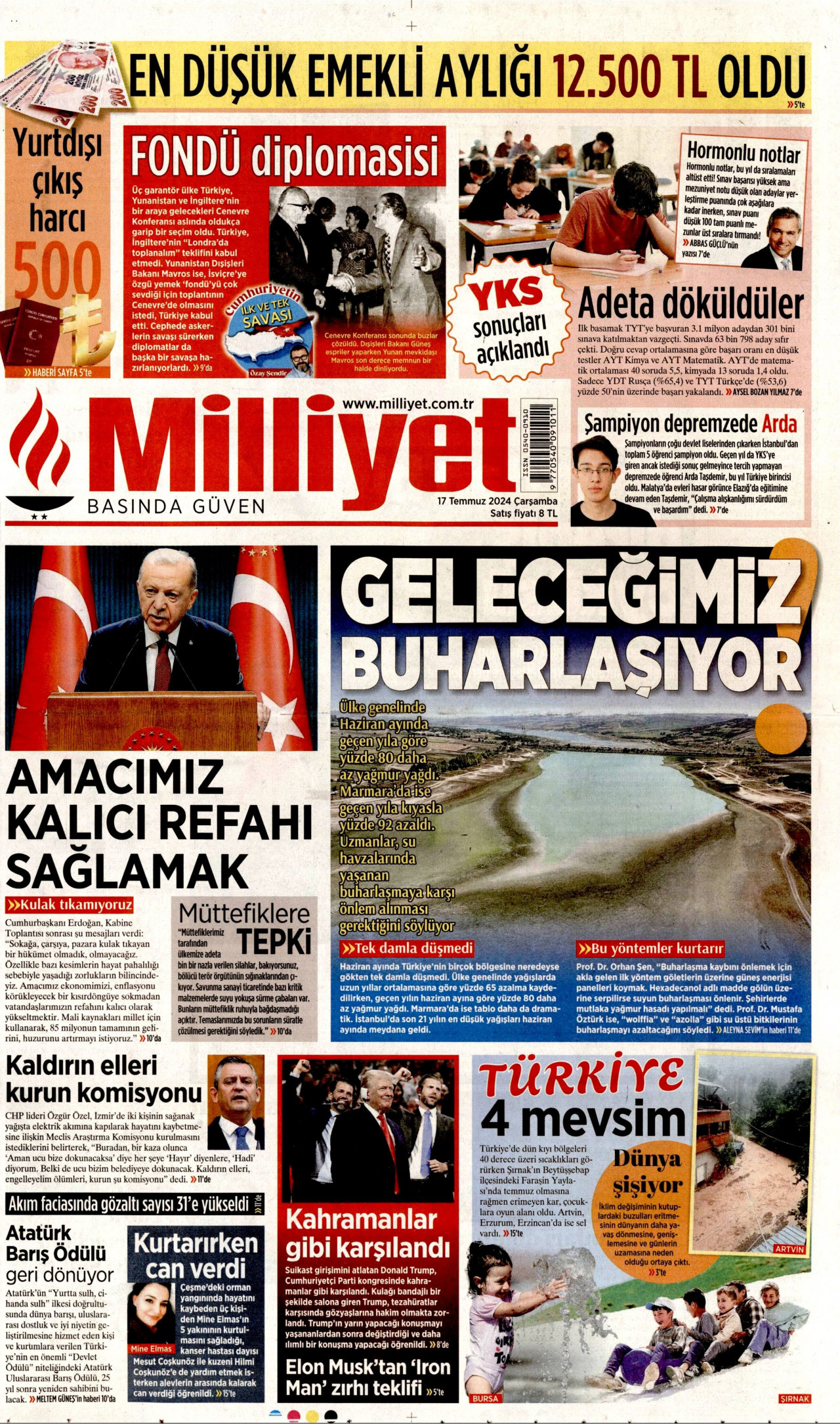 MİLLİYET 17 Temmuz 2024 Gazete Manşeti Büyük