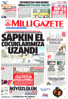 MİLLİ GAZETE 18 Temmuz 2024 Gazete Manşeti Küçük