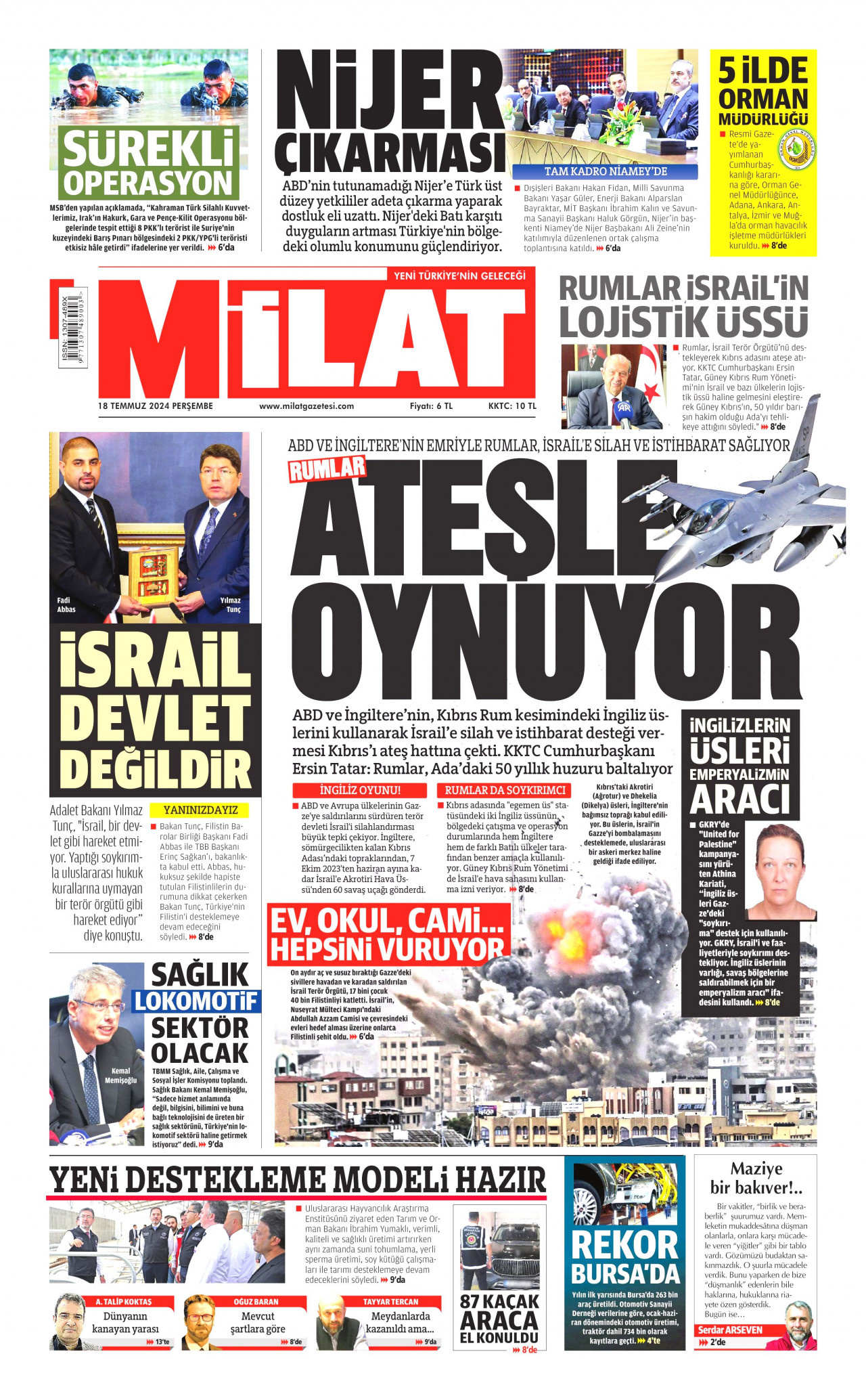 MİLAT 18 Temmuz 2024 Gazete Manşeti Büyük