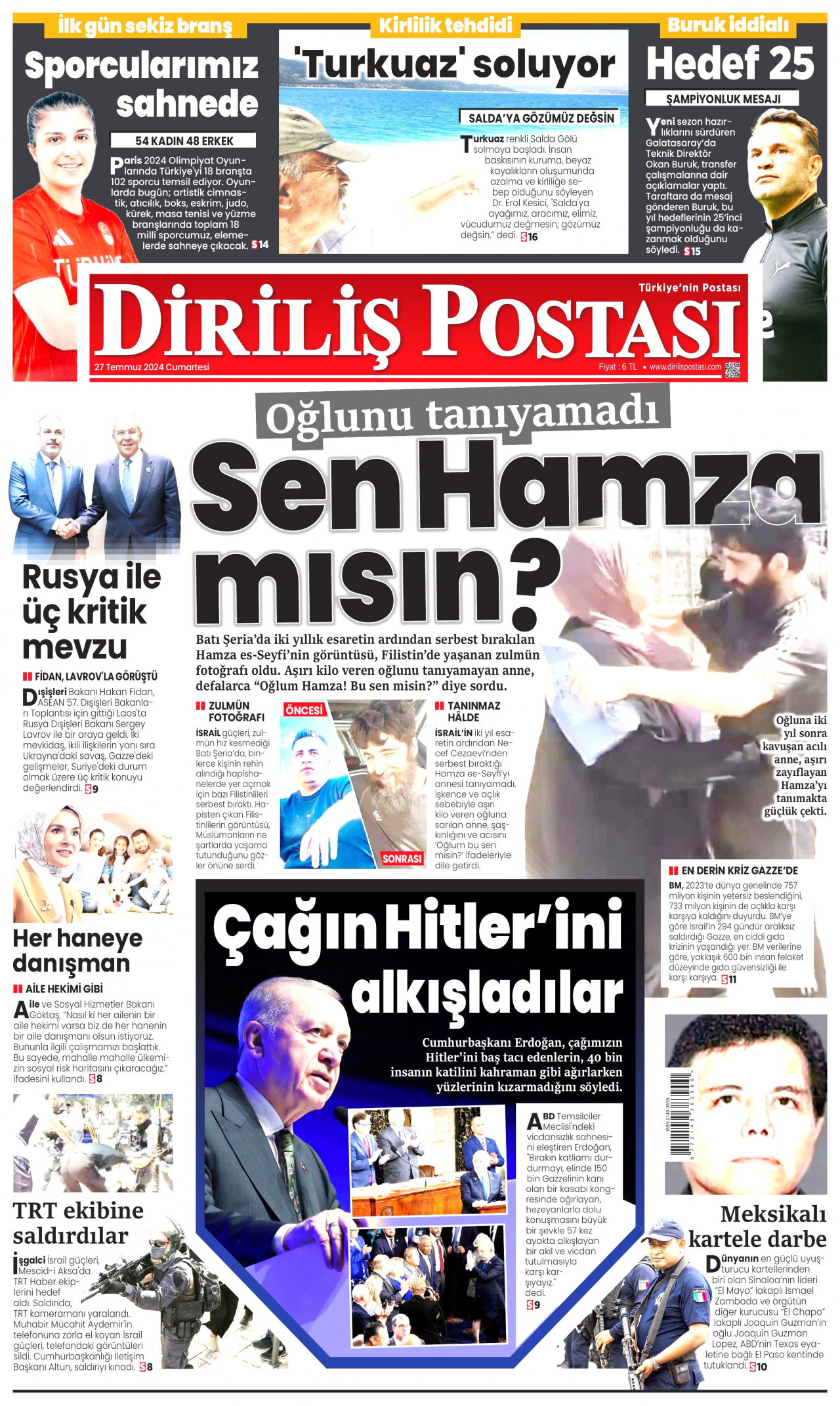 DİRİLİŞ POSTASI 27 Temmuz 2024 Gazete Manşeti Büyük