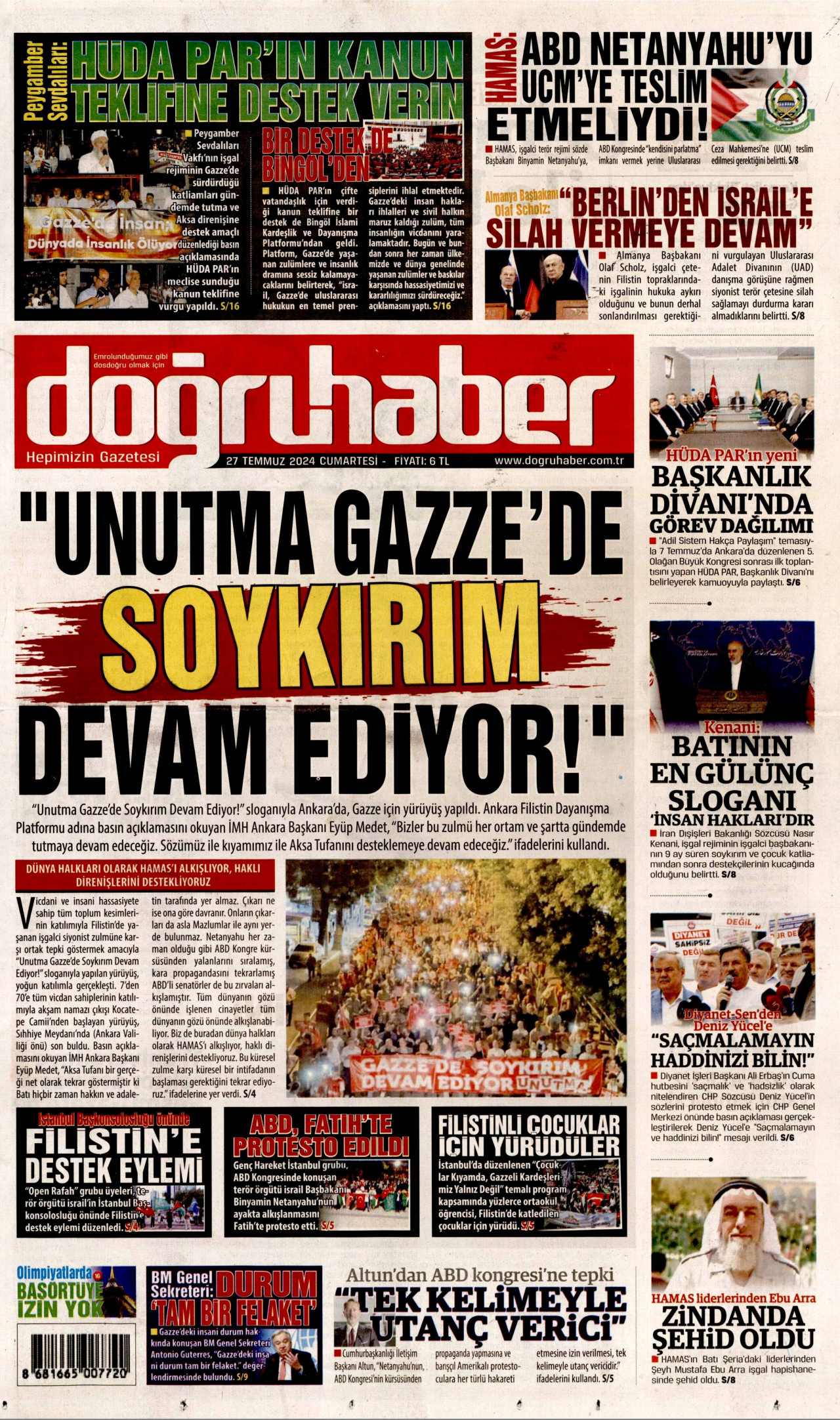 DOĞRU HABER 27 Temmuz 2024 Gazete Manşeti Büyük