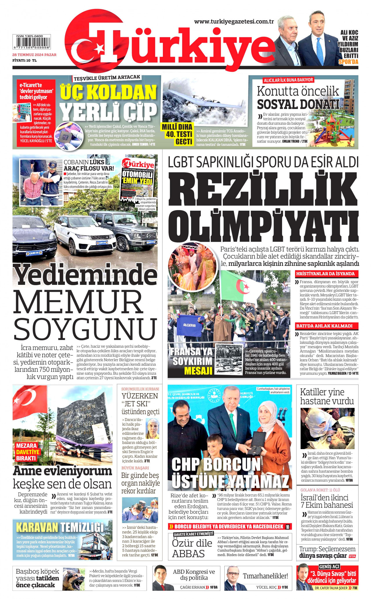 TÜRKİYE GAZETESİ 28 Temmuz 2024 Gazete Manşeti Büyük