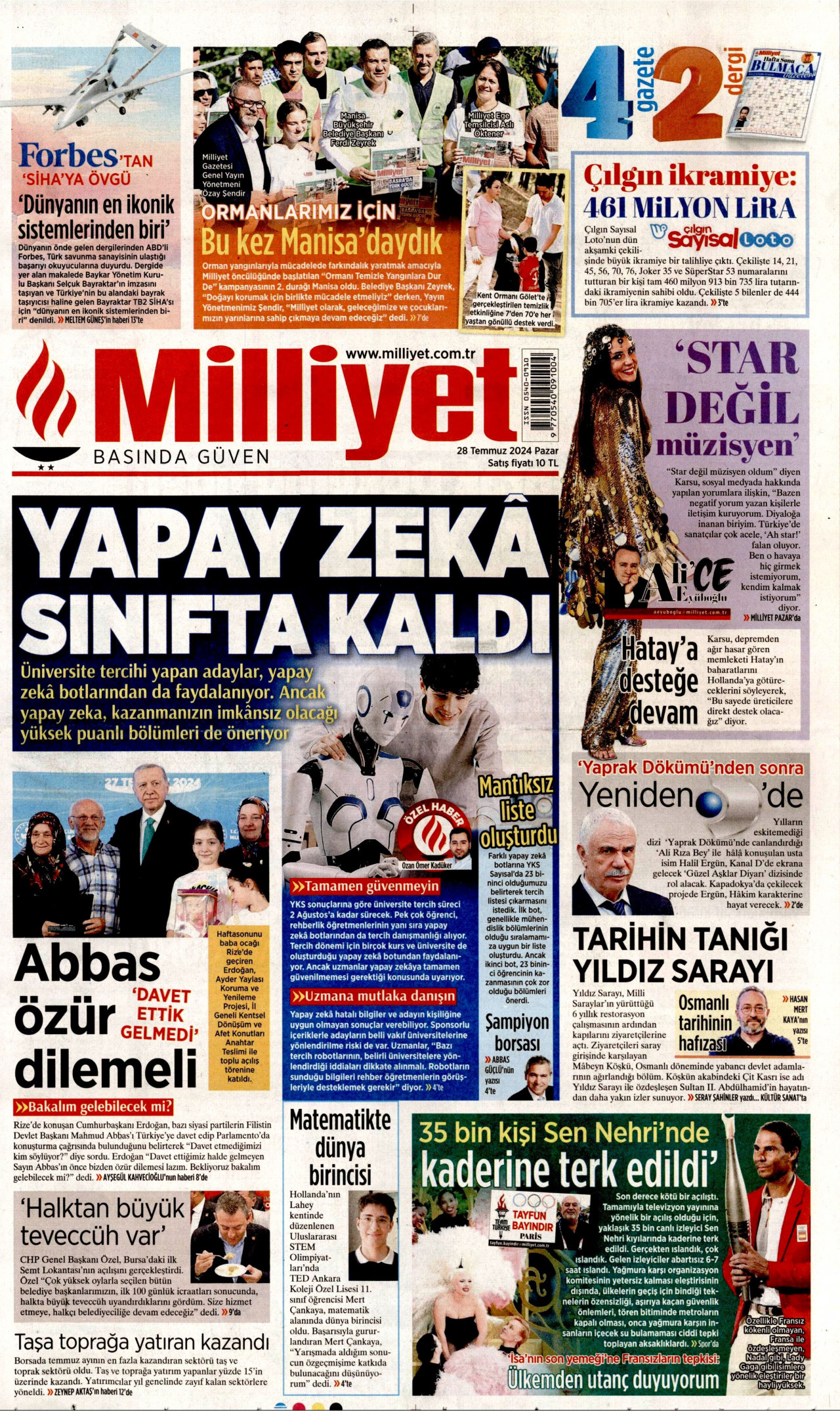 MİLLİYET 28 Temmuz 2024 Gazete Manşeti Büyük