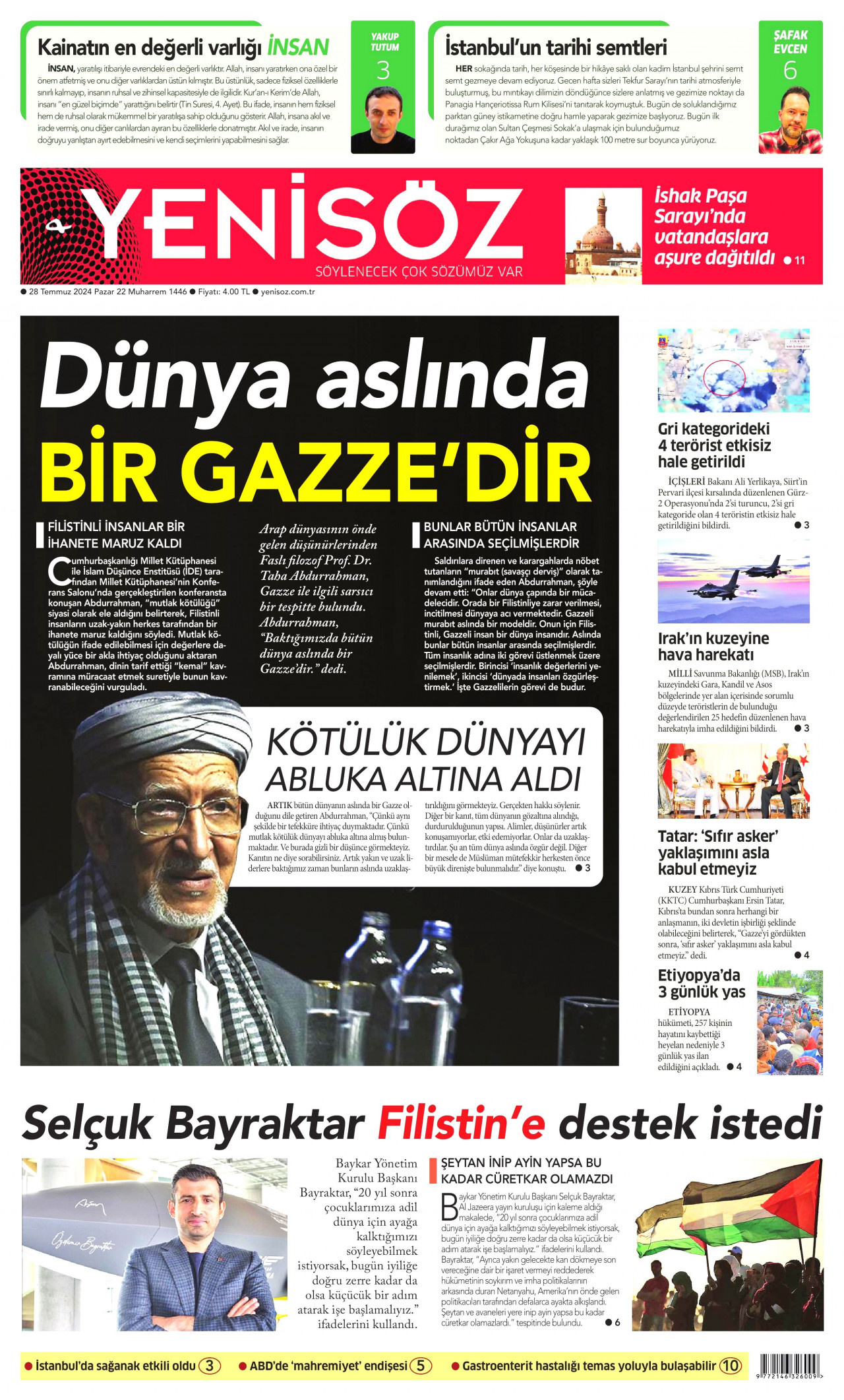 YENİ SÖZ GAZETESİ 28 Temmuz 2024 Gazete Manşeti Büyük