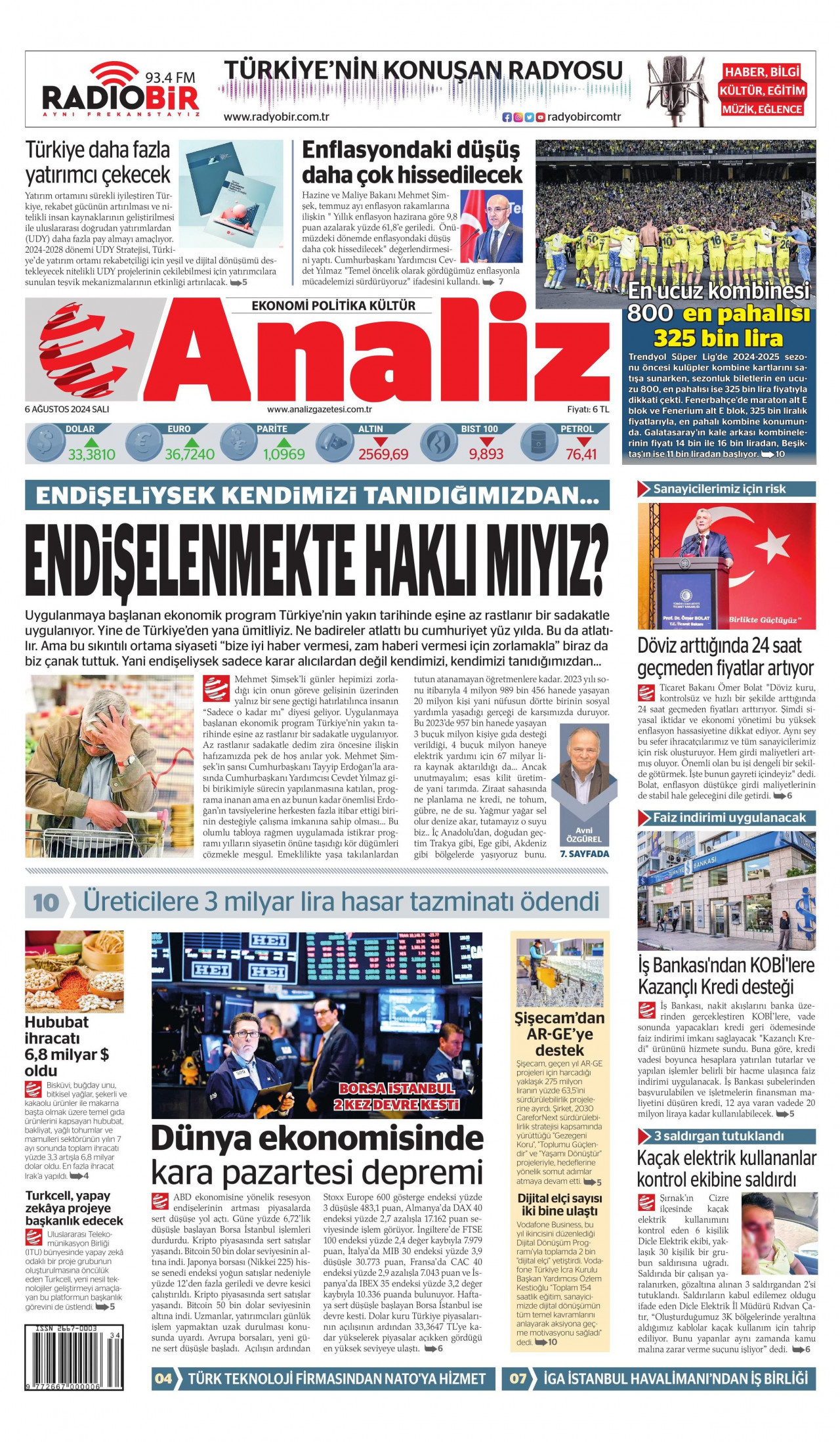 ANALİZ 6 Ağustos 2024 Gazete Manşeti Büyük