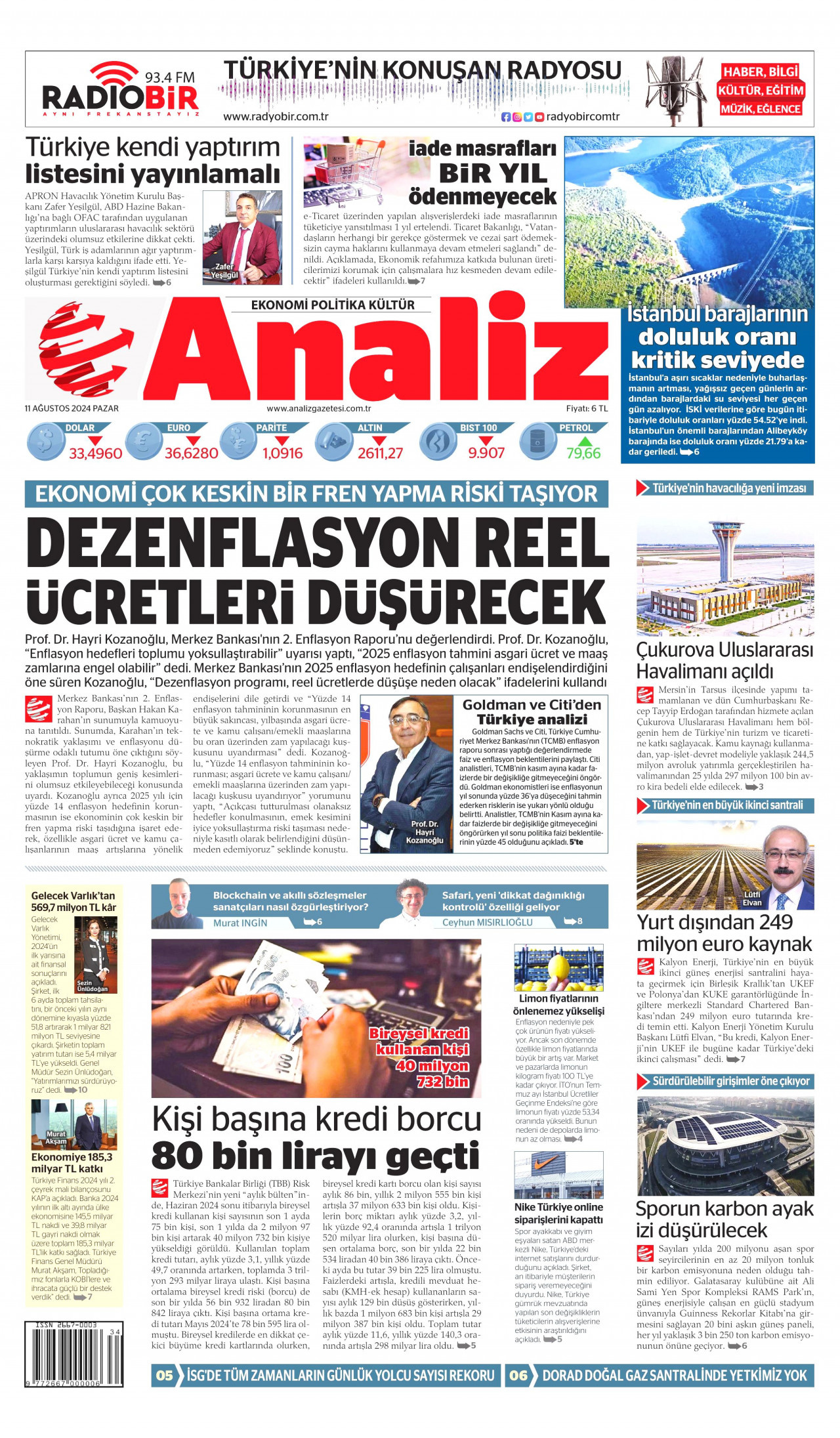 ANALİZ 11 Ağustos 2024 Gazete Manşeti Büyük