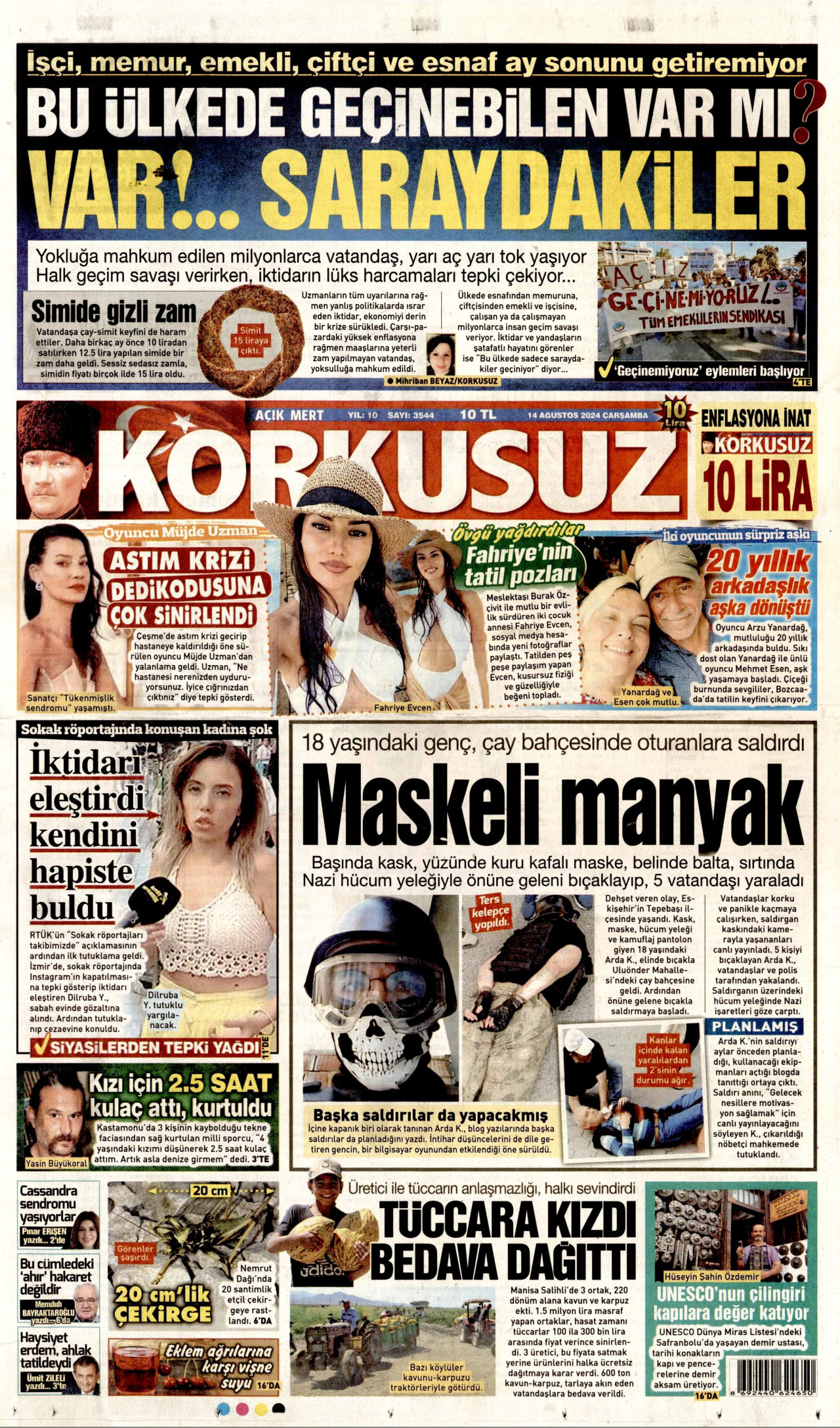 KORKUSUZ 14 Ağustos 2024 Gazete Manşeti Büyük