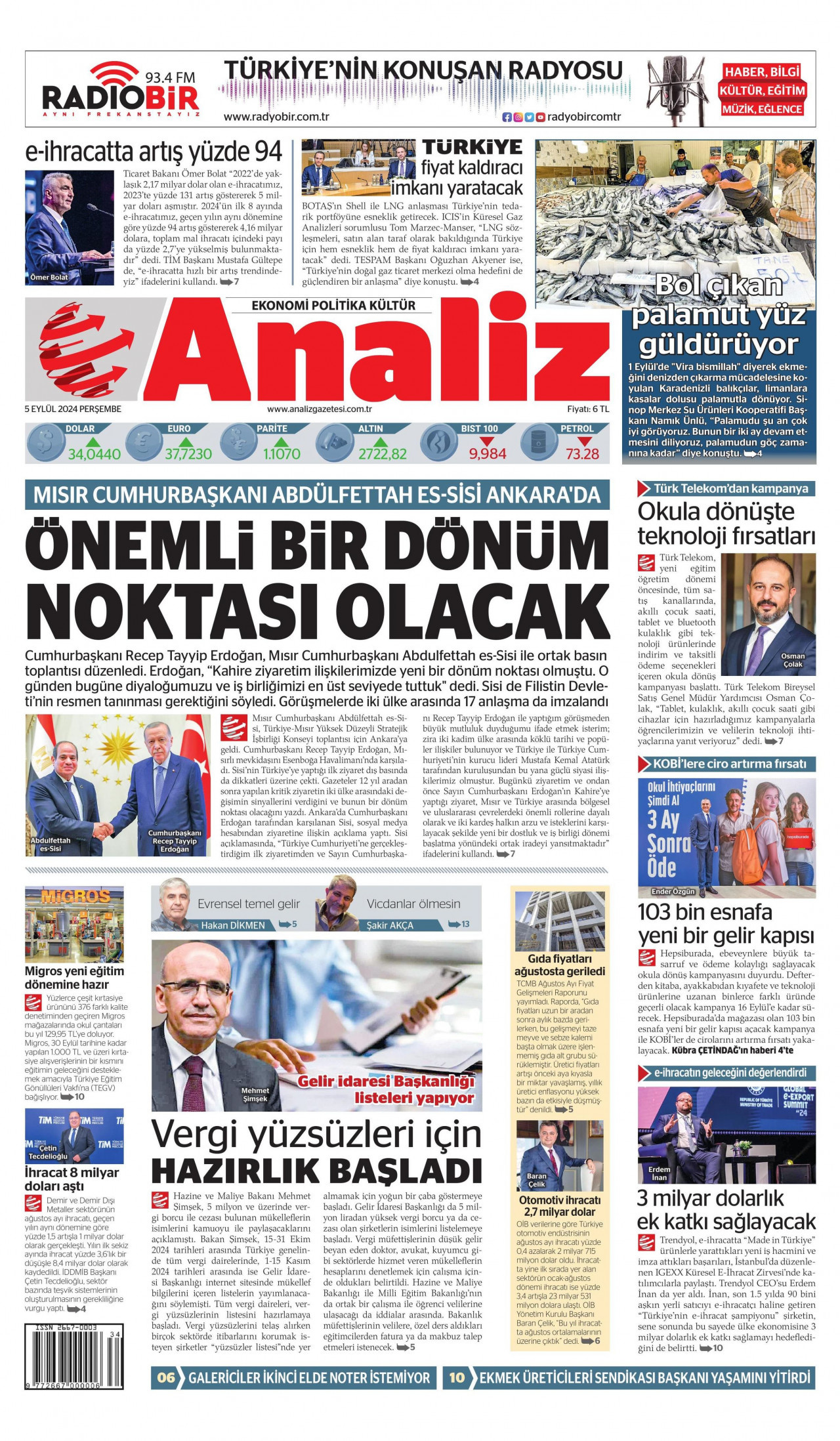 ANALİZ 5 Eylül 2024 Gazete Manşeti Büyük