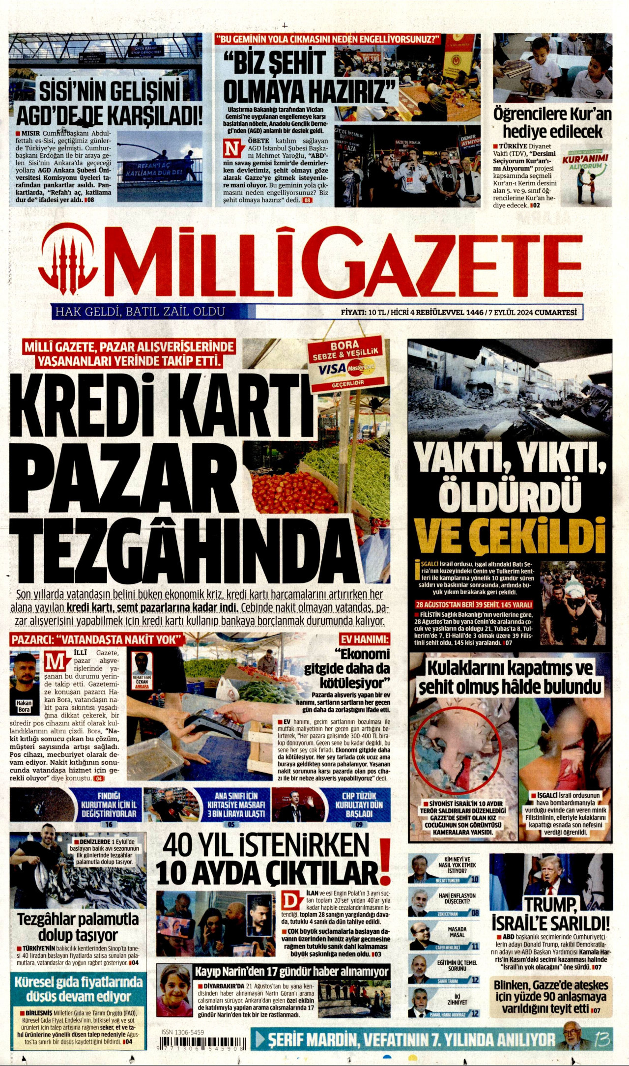 MİLLİ GAZETE 7 Eylül 2024 Gazete Manşeti Büyük