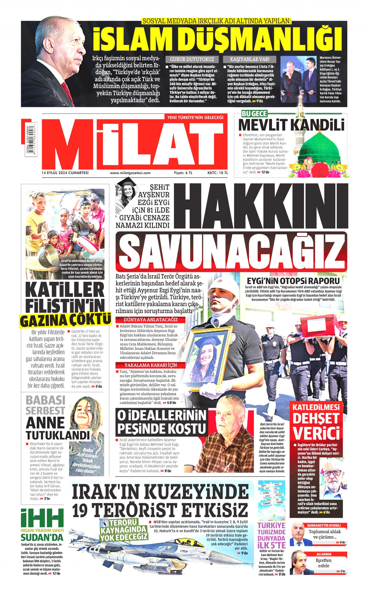 MİLAT 14 Eylül 2024 Gazete Manşeti Büyük