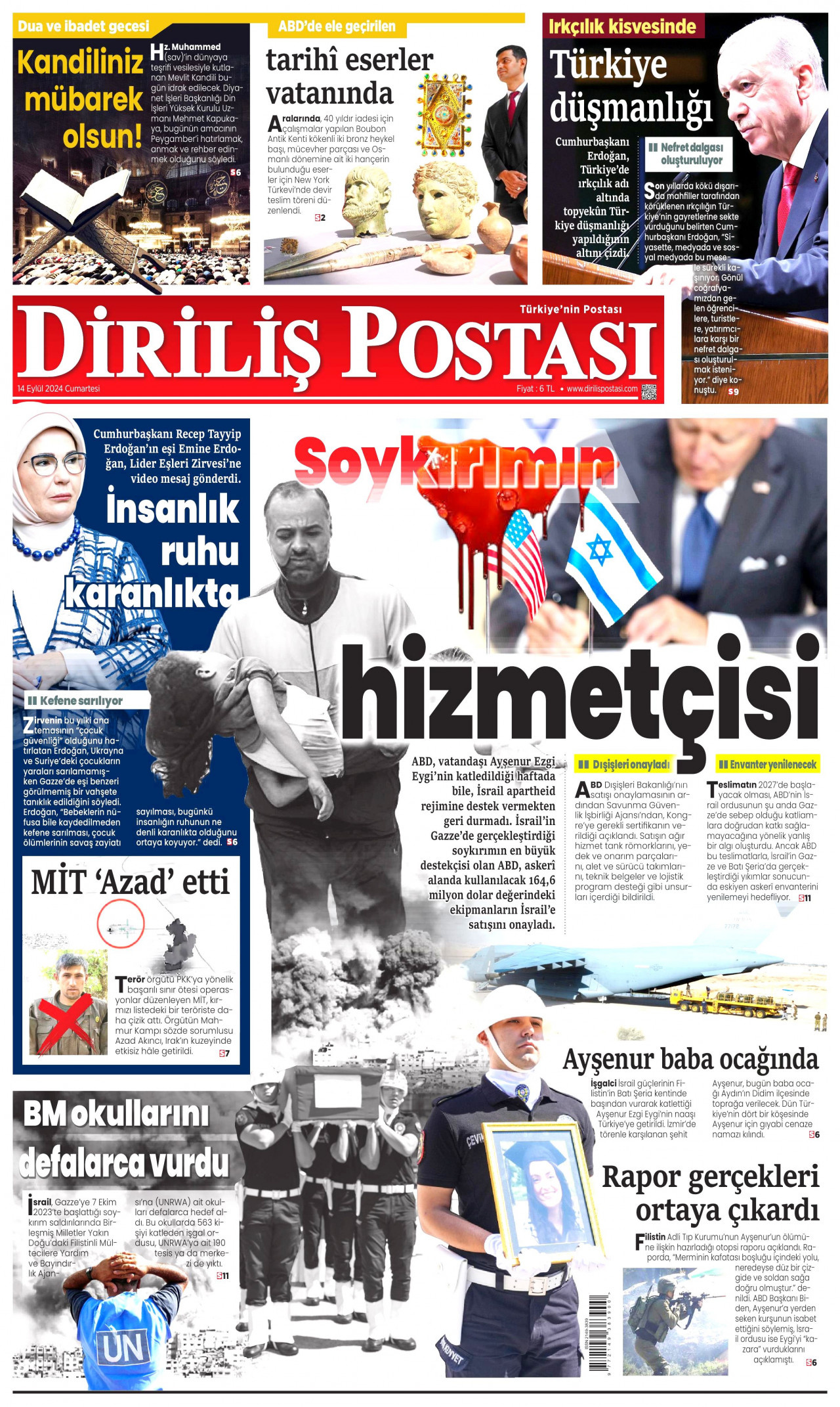 DİRİLİŞ POSTASI 14 Eylül 2024 Gazete Manşeti Büyük