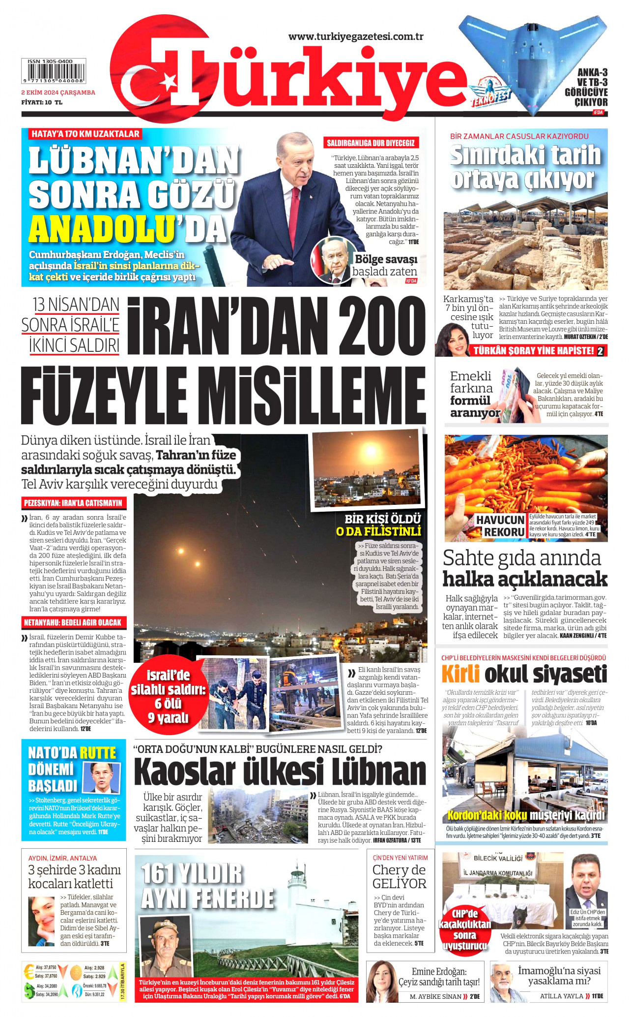 TÜRKİYE GAZETESİ 2 Ekim 2024 Gazete Manşeti Büyük