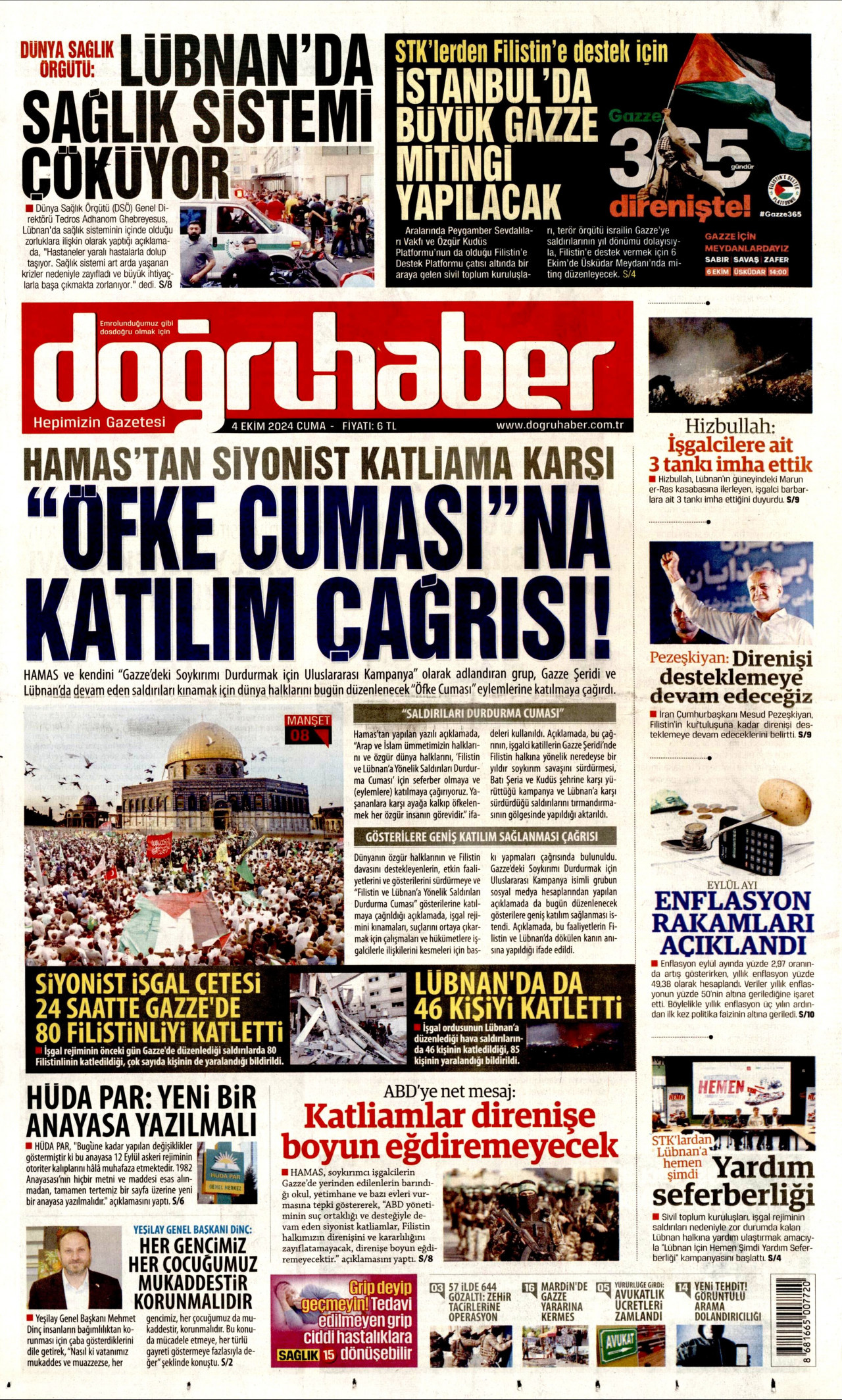 DOĞRU HABER 4 Ekim 2024 Gazete Manşeti Büyük