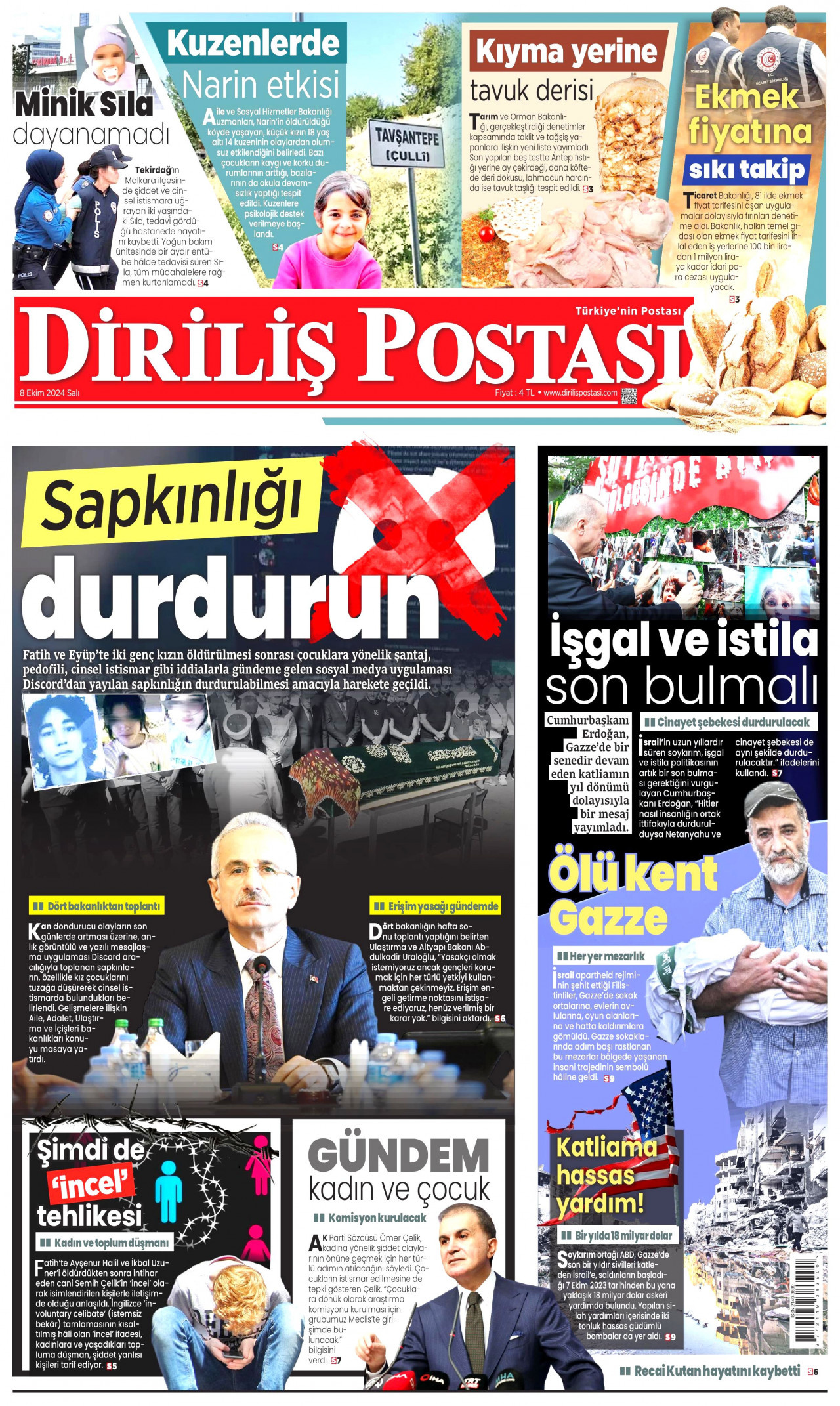 DİRİLİŞ POSTASI 8 Ekim 2024 Gazete Manşeti Büyük