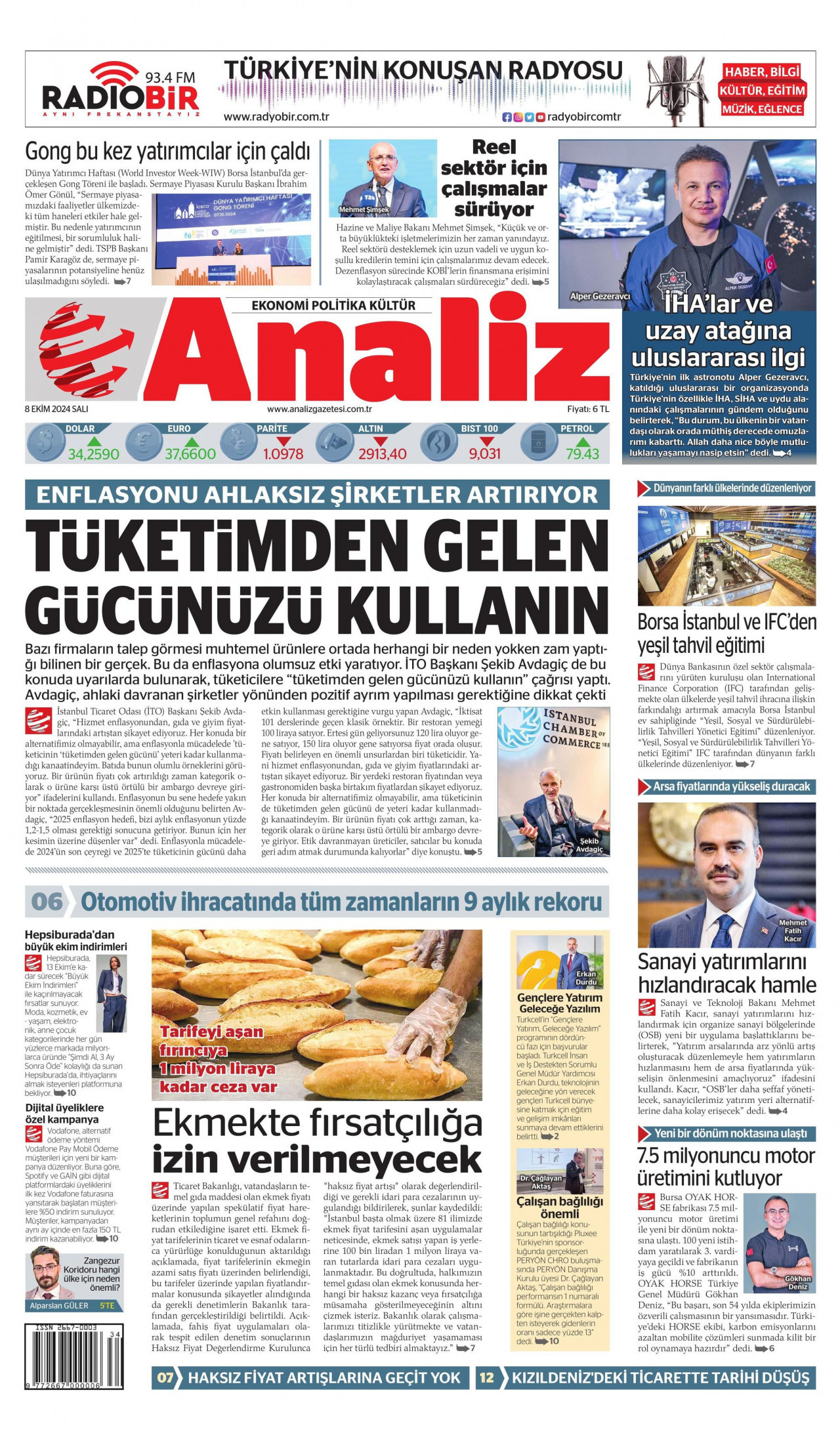 ANALİZ 8 Ekim 2024 Gazete Manşeti Büyük