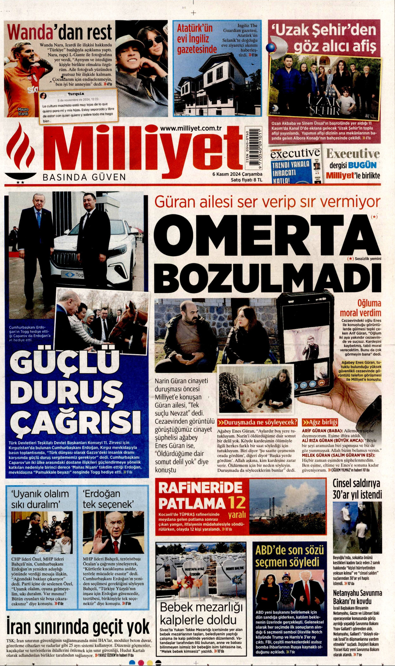 MİLLİYET 6 Kasım 2024 Gazete Manşeti Büyük