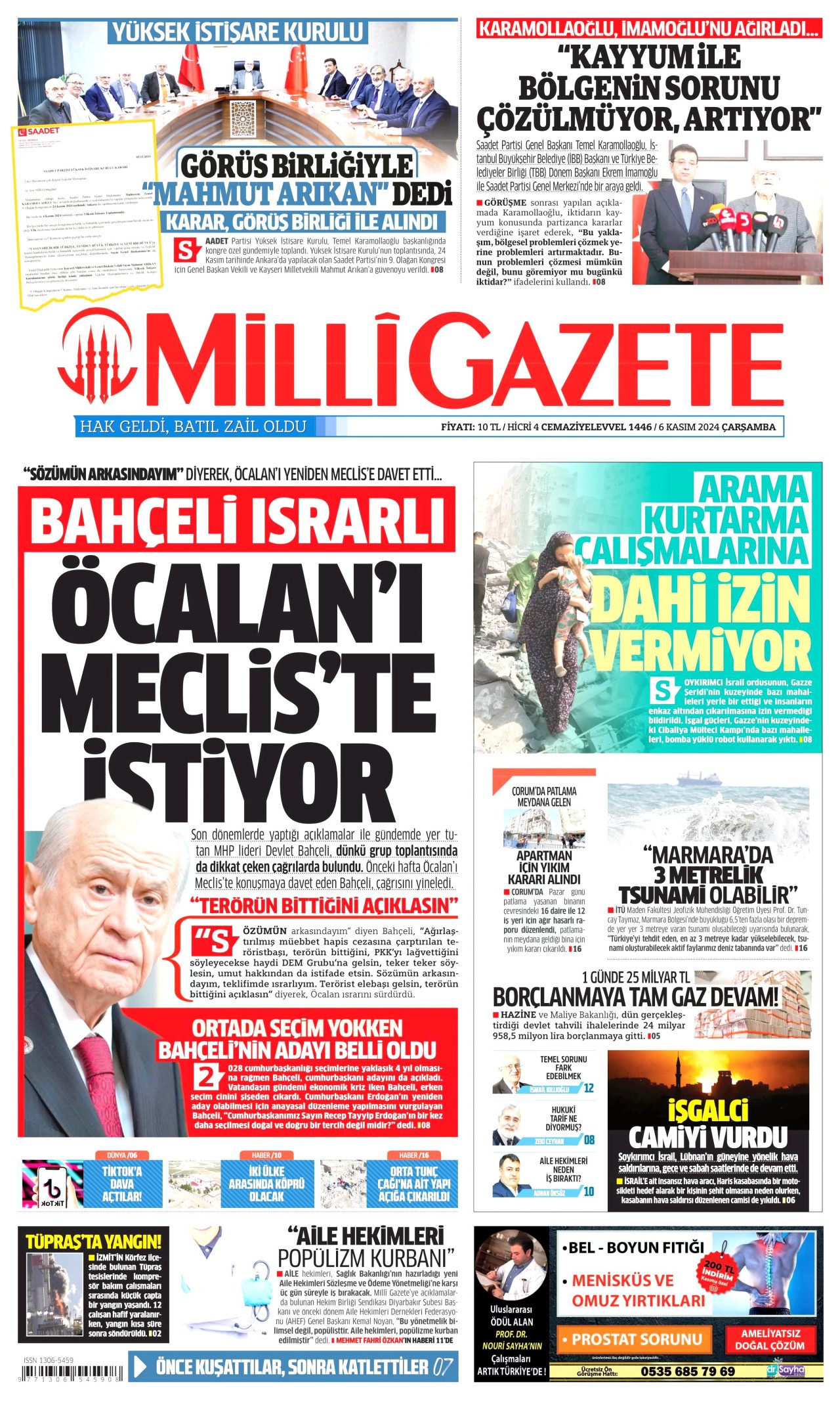 MİLLİ GAZETE 6 Kasım 2024 Gazete Manşeti Büyük