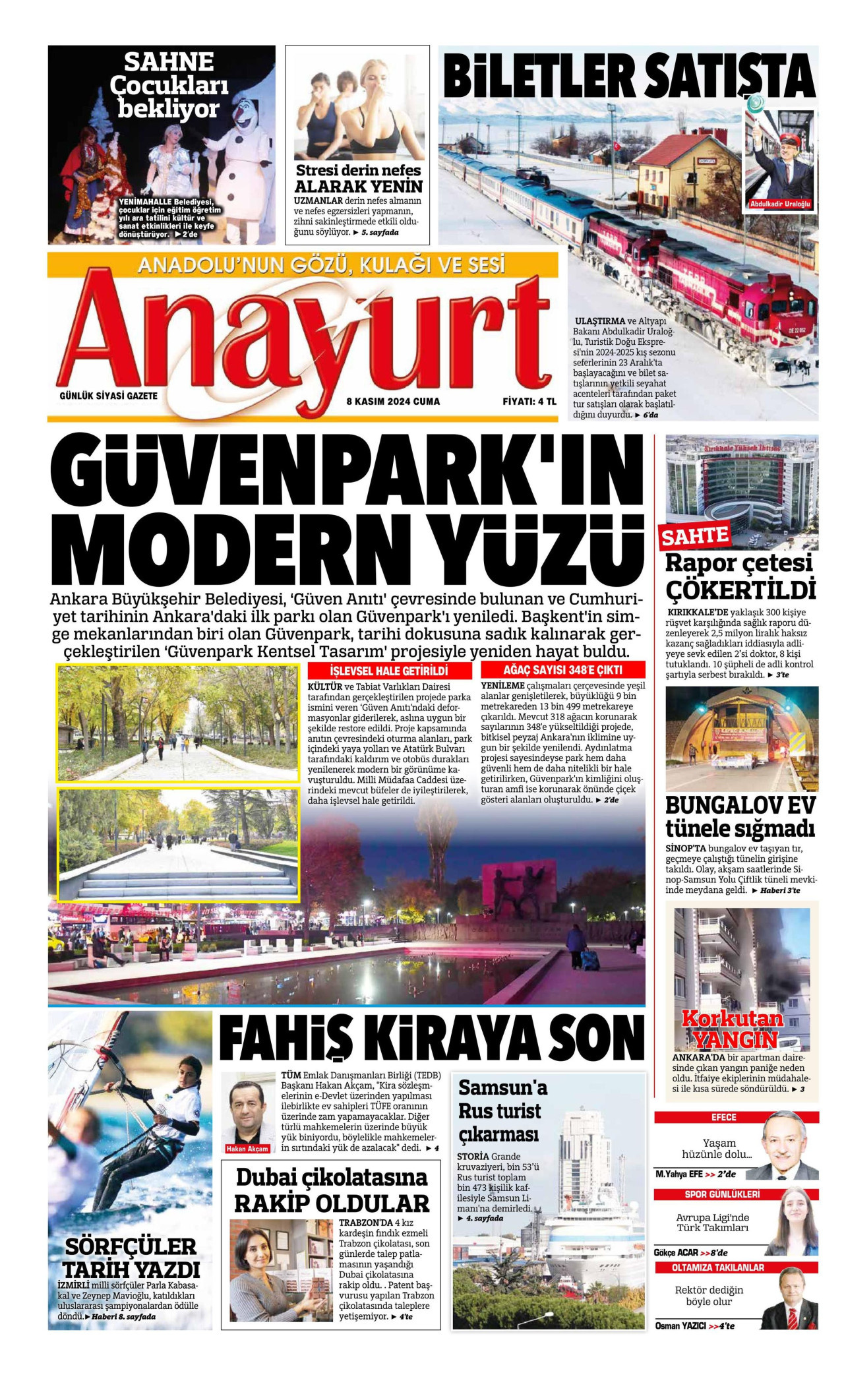 ANAYURT 8 Kasım 2024 Gazete Manşeti Büyük