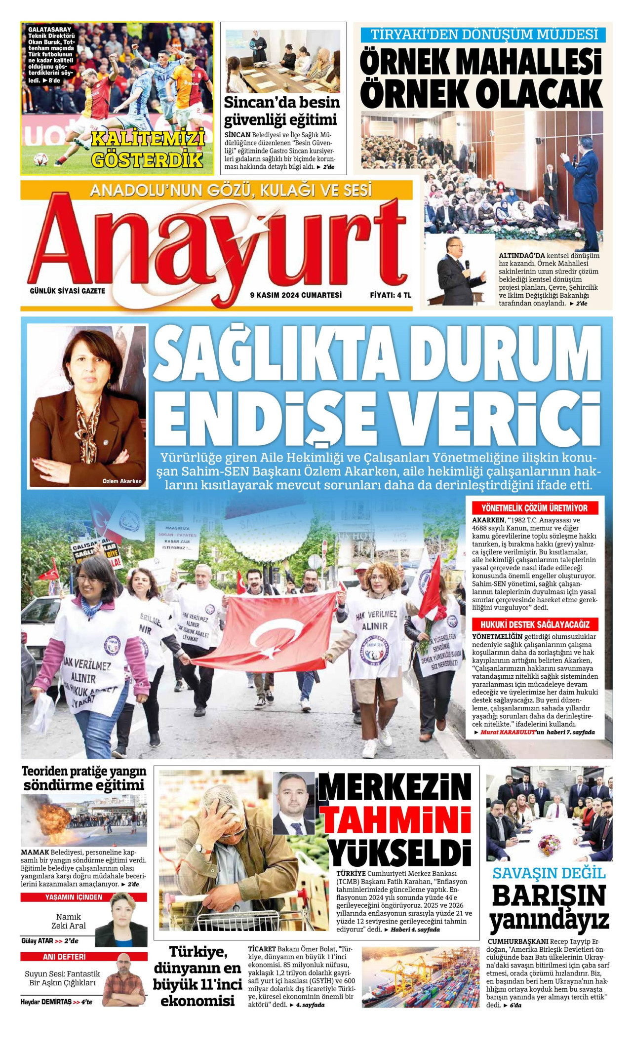 ANAYURT 9 Kasım 2024 Gazete Manşeti Büyük