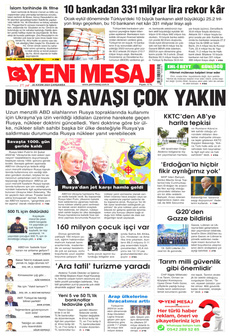 YENİ MESAJ 20 Kasım 2024 Gazete Manşeti Küçük