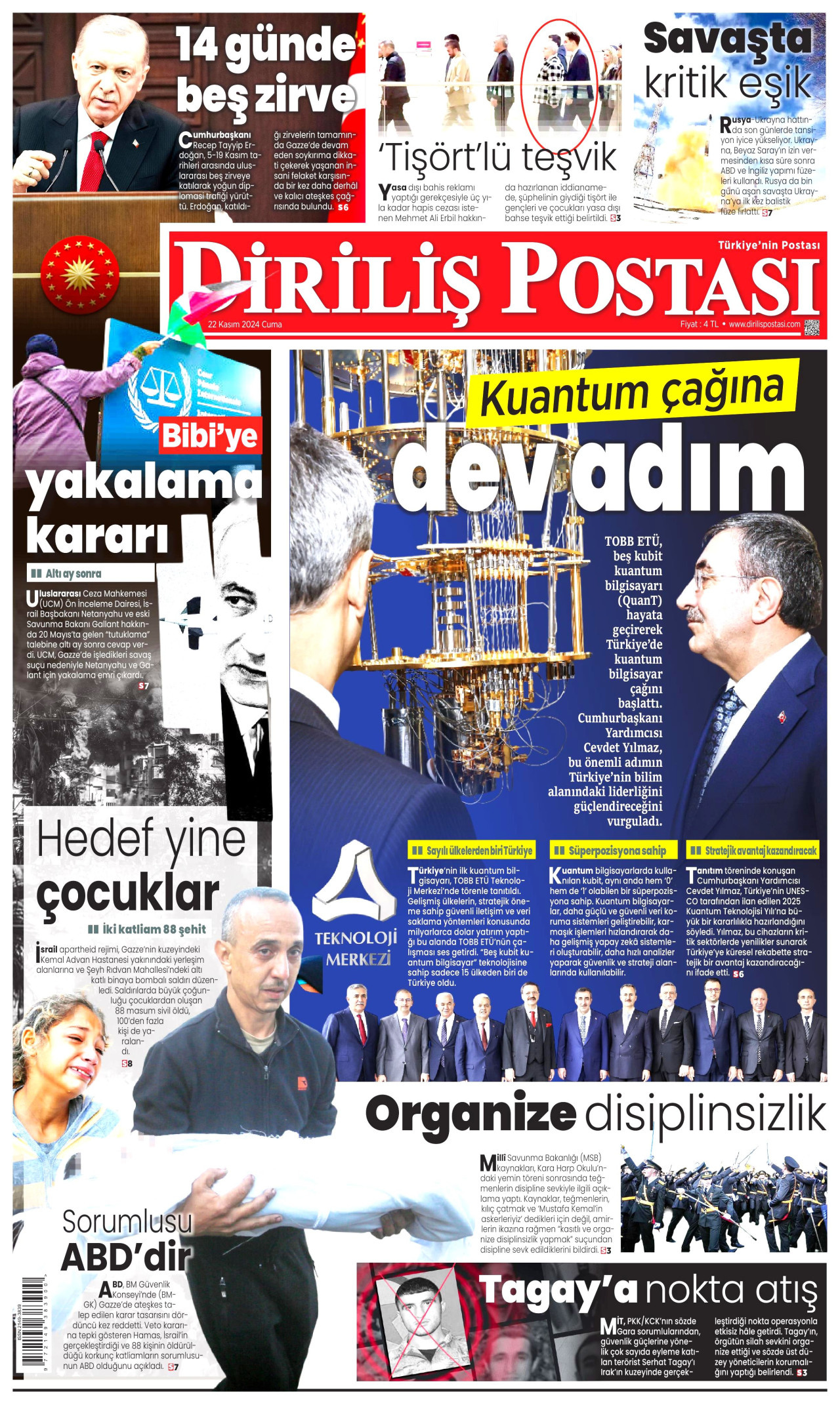 DİRİLİŞ POSTASI 22 Kasım 2024 Gazete Manşeti Büyük