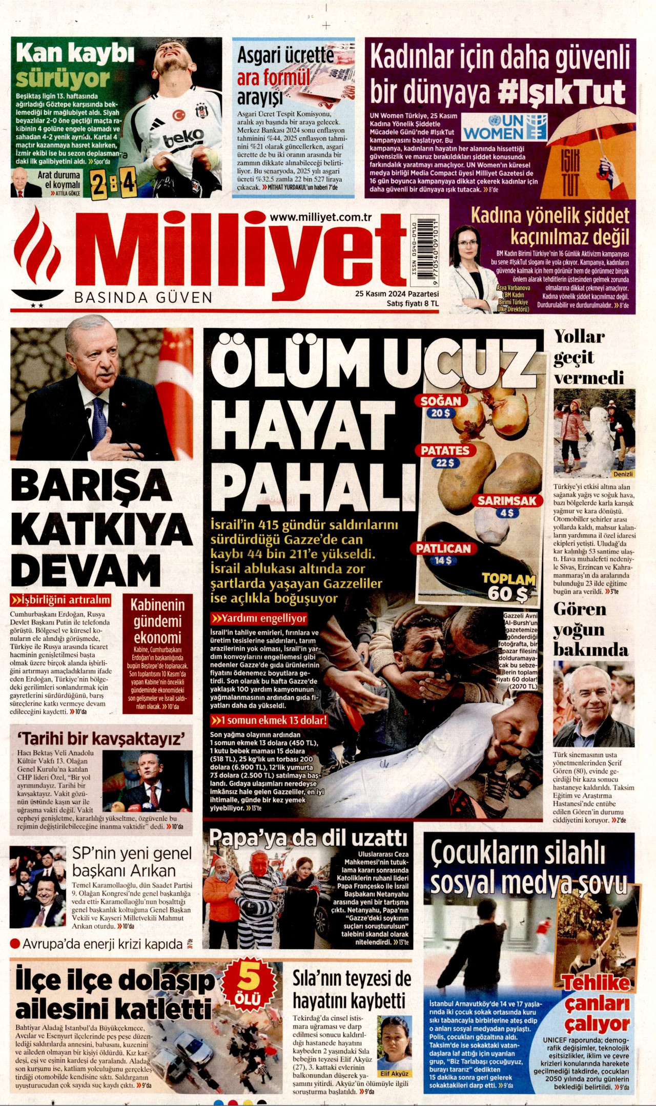 MİLLİYET 25 Kasım 2024 Gazete Manşeti Büyük