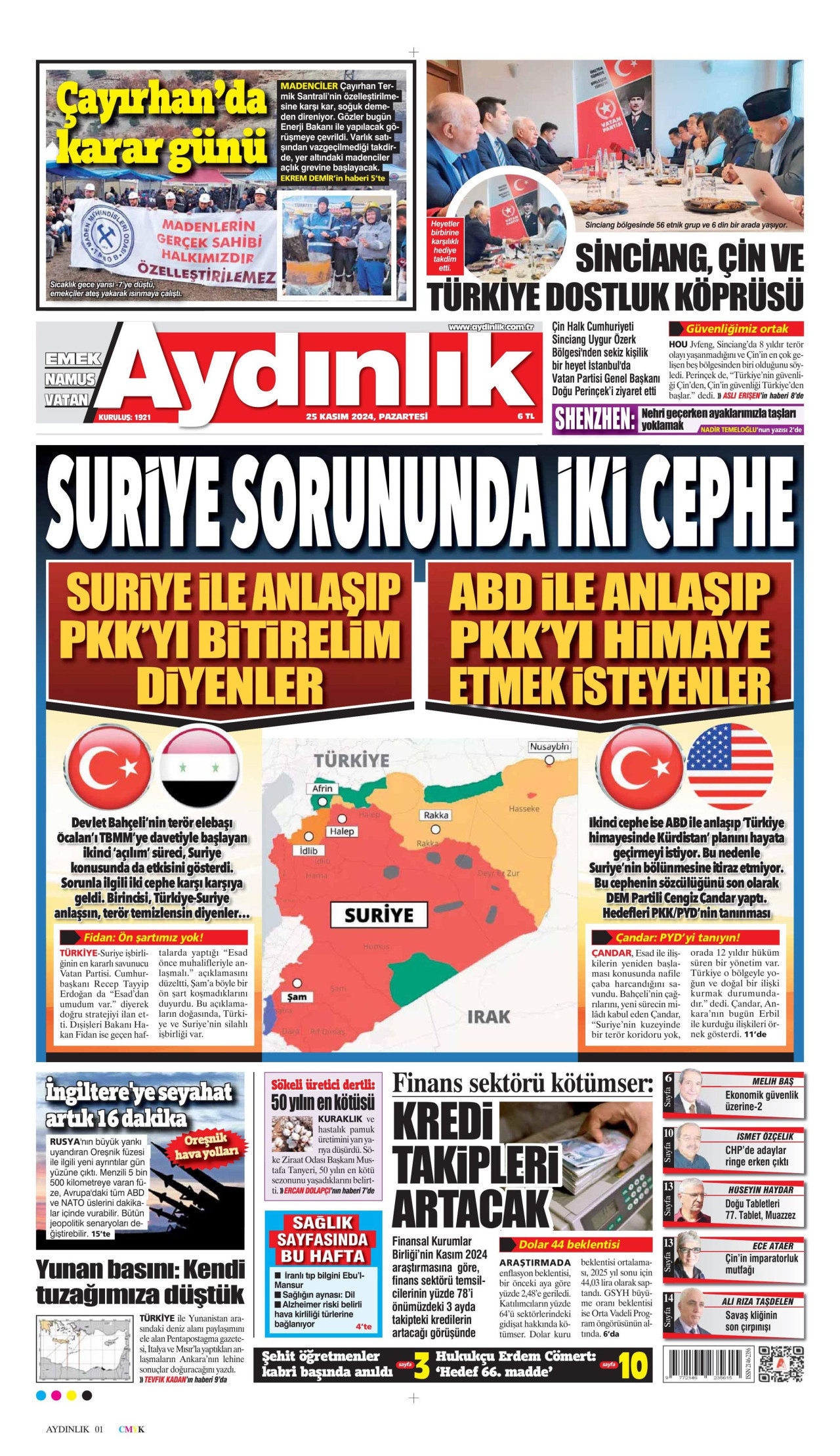 AYDINLIK GAZETESİ 25 Kasım 2024 Gazete Manşeti Büyük