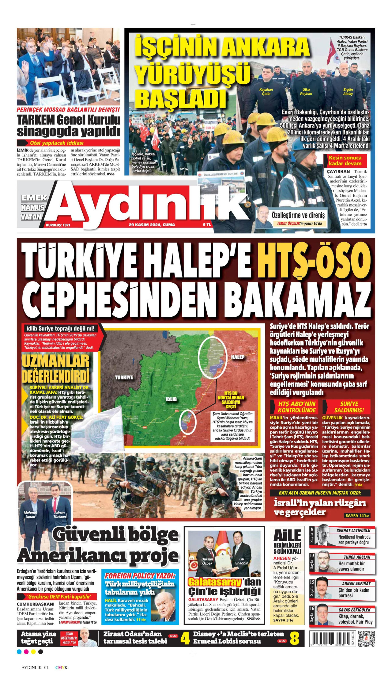 AYDINLIK GAZETESİ 29 Kasım 2024 Gazete Manşeti Büyük