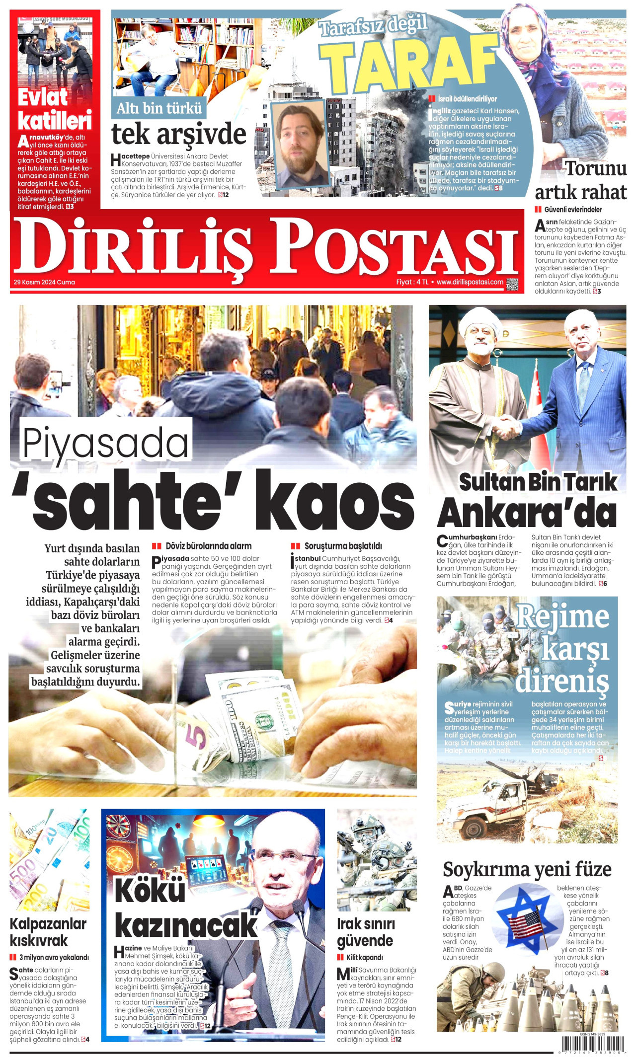 DİRİLİŞ POSTASI 29 Kasım 2024 Gazete Manşeti Büyük